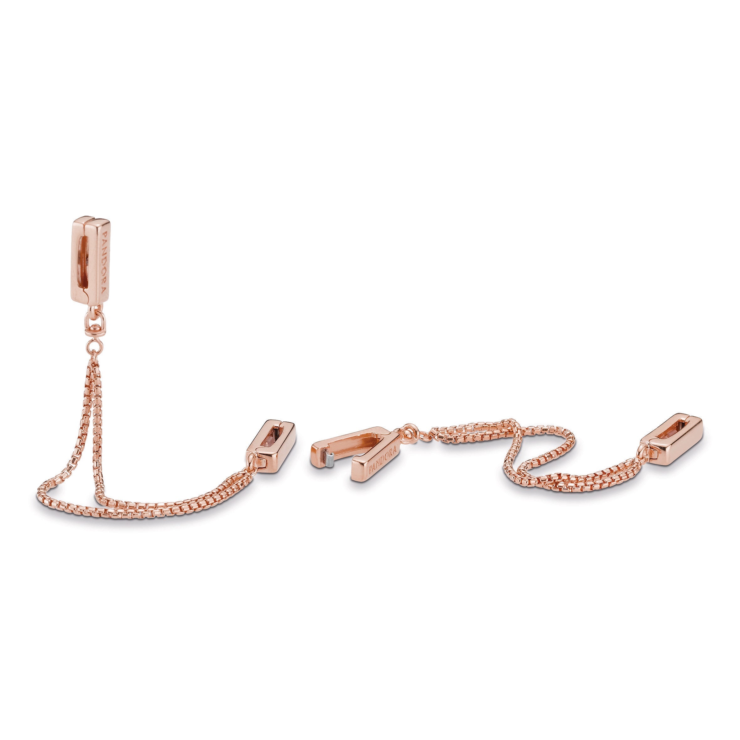 PANDORA Safety Chain Clip Charm 14K Rose Gold Plated Unique Metal Blend Charms Bracelet Charm Jewelry Gift