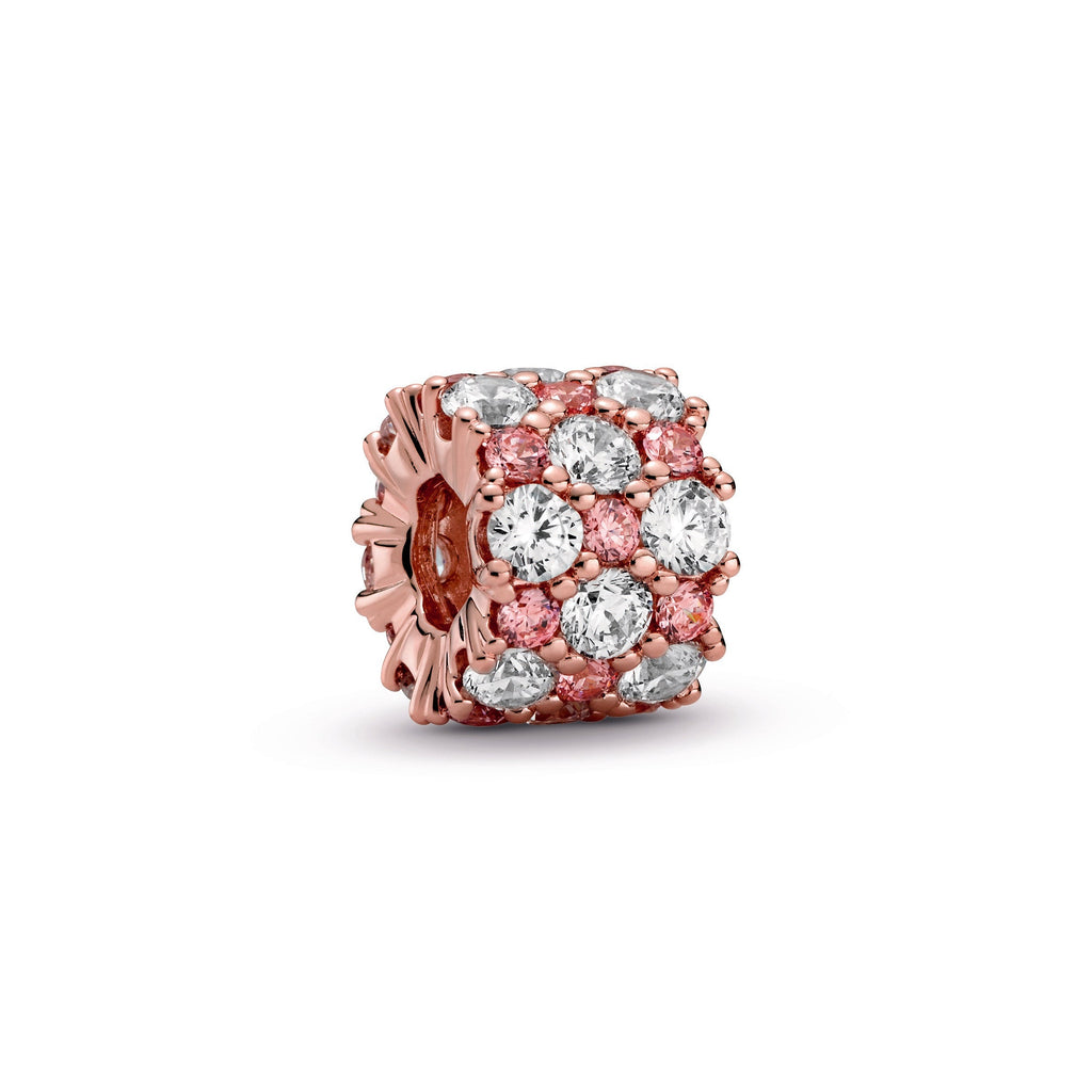 PANDORA Pink And Clear Sparkle Charm 14K Rose Gold Plated Unique Metal Blend Charms Bracelet Charm Jewelry Gift