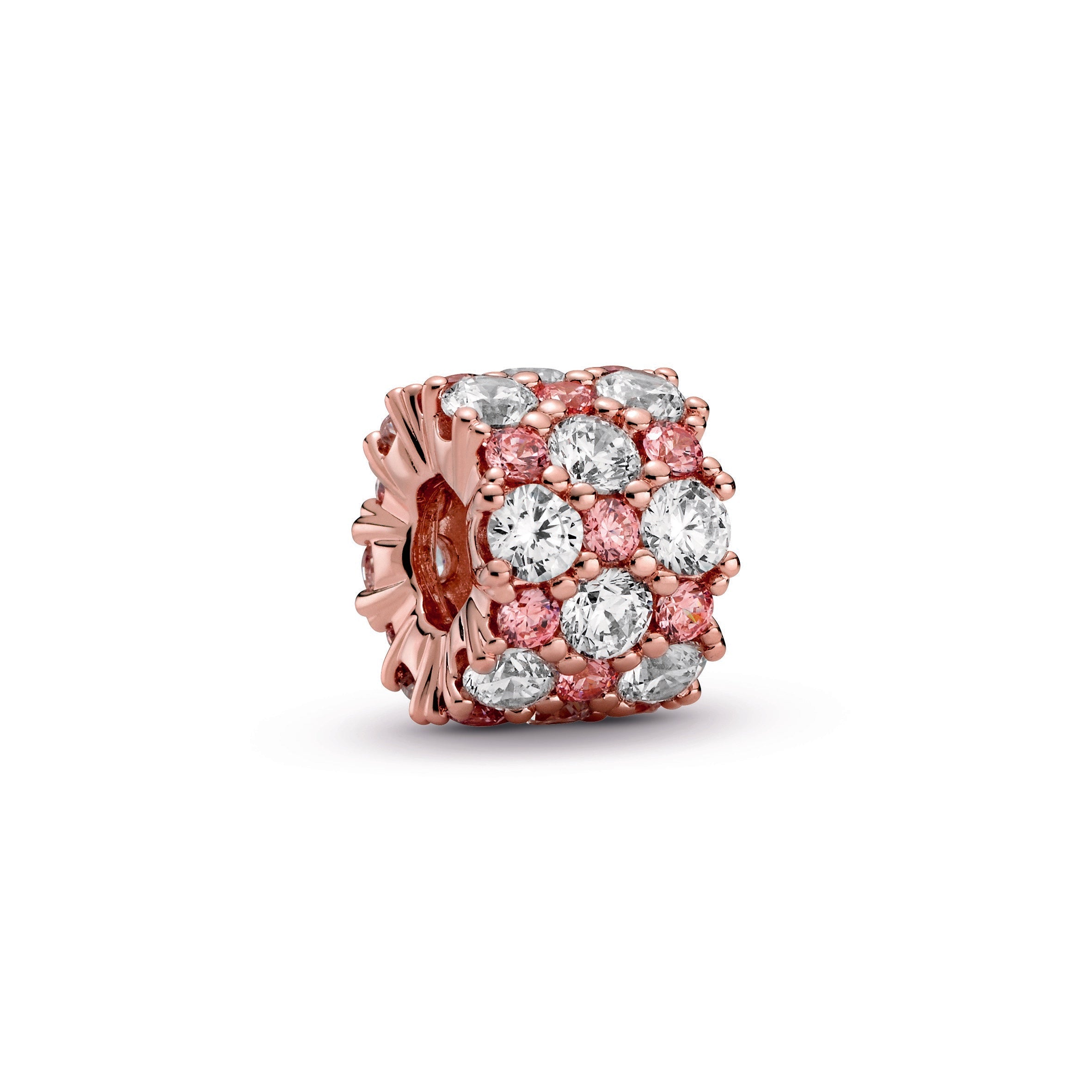 PANDORA Pink And Clear Sparkle Charm 14K Rose Gold Plated Unique Metal Blend Charms Bracelet Charm Jewelry Gift