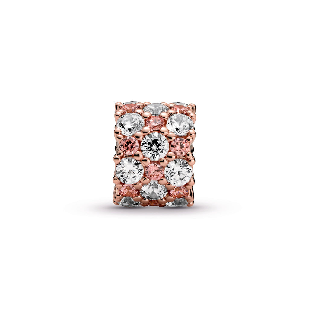 PANDORA Pink And Clear Sparkle Charm 14K Rose Gold Plated Unique Metal Blend Charms Bracelet Charm Jewelry Gift