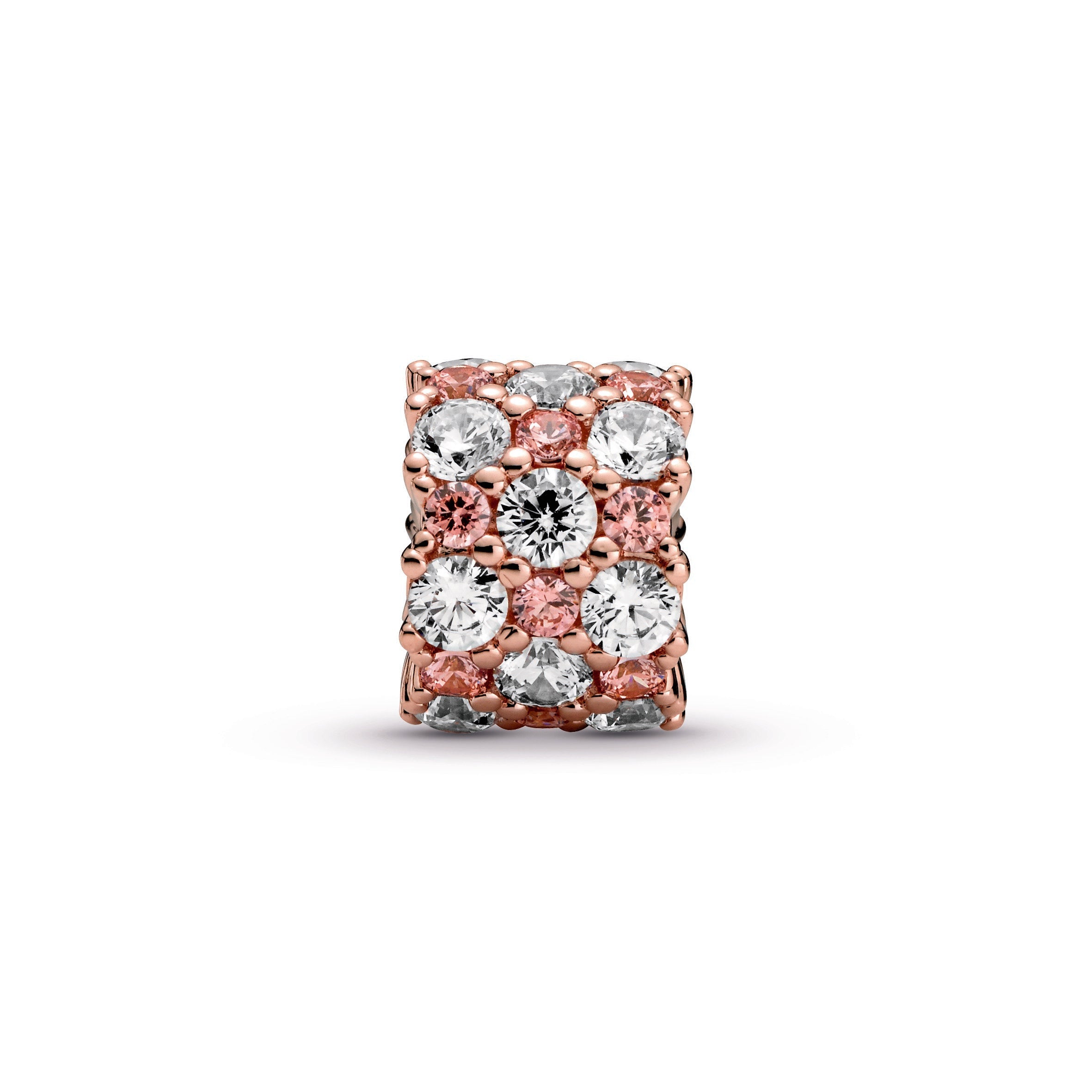 PANDORA Pink And Clear Sparkle Charm 14K Rose Gold Plated Unique Metal Blend Charms Bracelet Charm Jewelry Gift