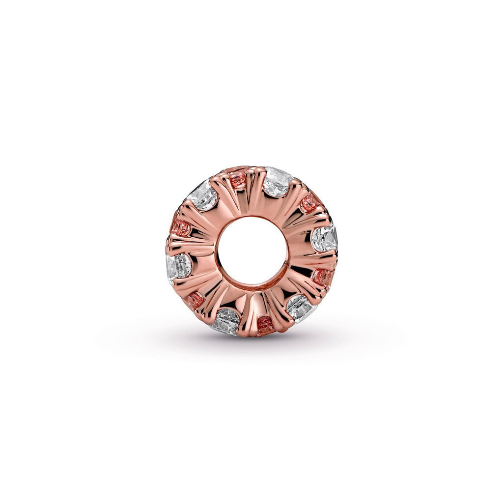 PANDORA Pink And Clear Sparkle Charm 14K Rose Gold Plated Unique Metal Blend Charms Bracelet Charm Jewelry Gift
