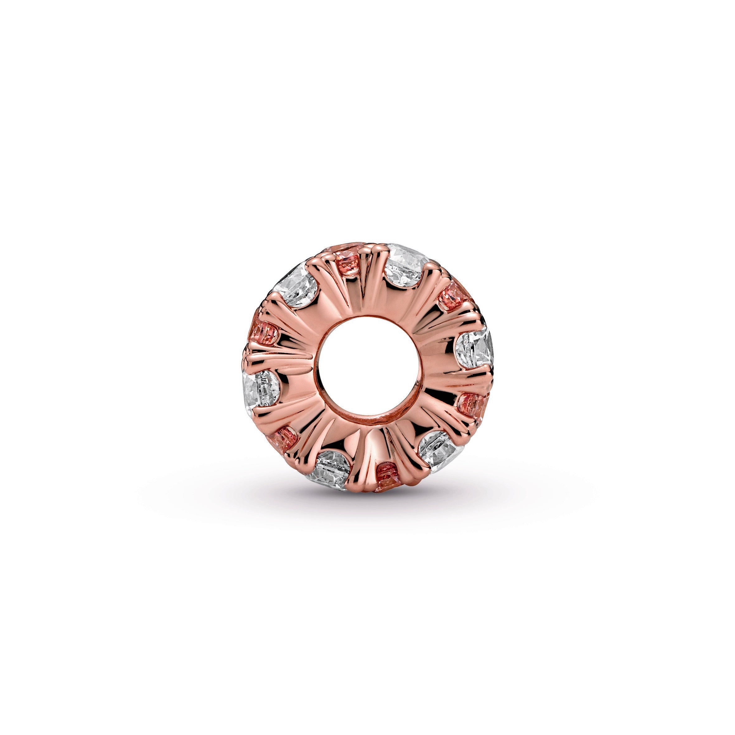 PANDORA Pink And Clear Sparkle Charm 14K Rose Gold Plated Unique Metal Blend Charms Bracelet Charm Jewelry Gift