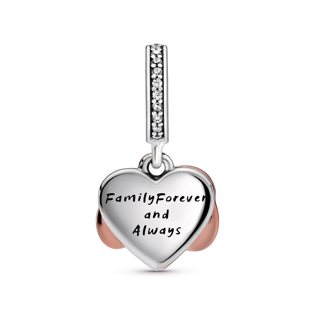 PANDORA Sparkling Infinity Heart Dangle Charm 14K Rose Gold Plated Unique Metal Blend Pink Occasions Charms Bracelet Charm Jewelry Gift