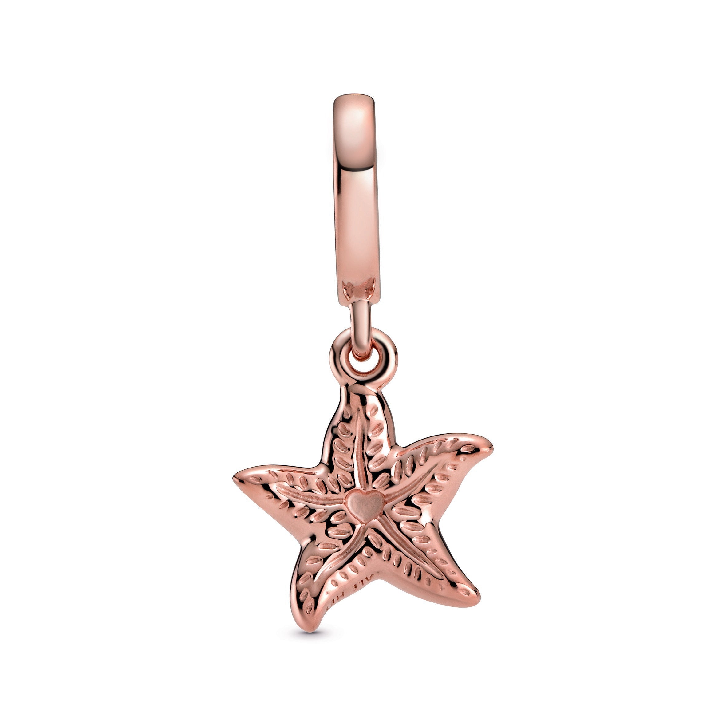 PANDORA Sparkling Starfish Dangle Charm 14K Rose Gold Plated Unique Metal Blend Animals Charms Bracelet Charm Jewelry Gift