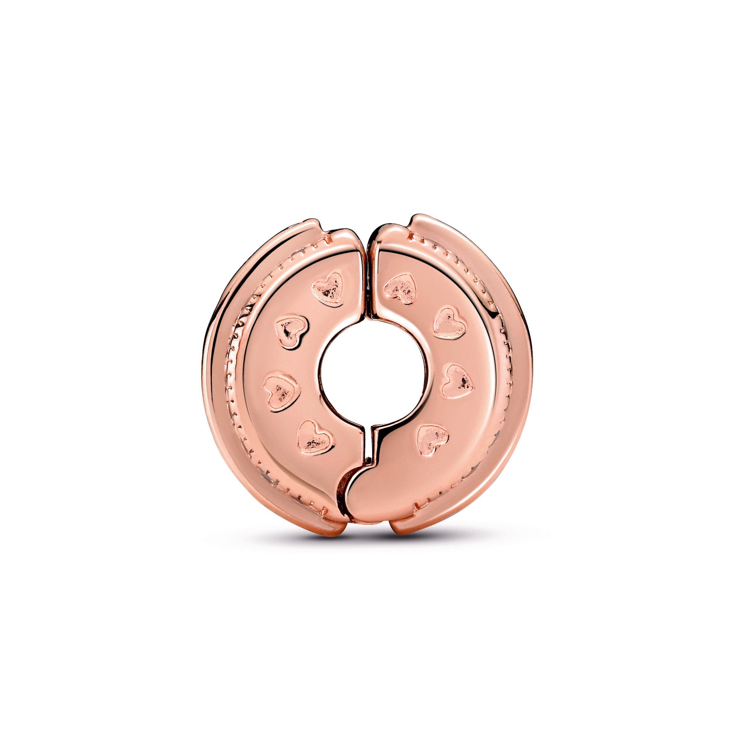 PANDORA Sparkling Pavé Lines And Logo Clip 14K Rose Gold Plated Unique Metal Blend Charms Bracelet Charm Jewelry Gift