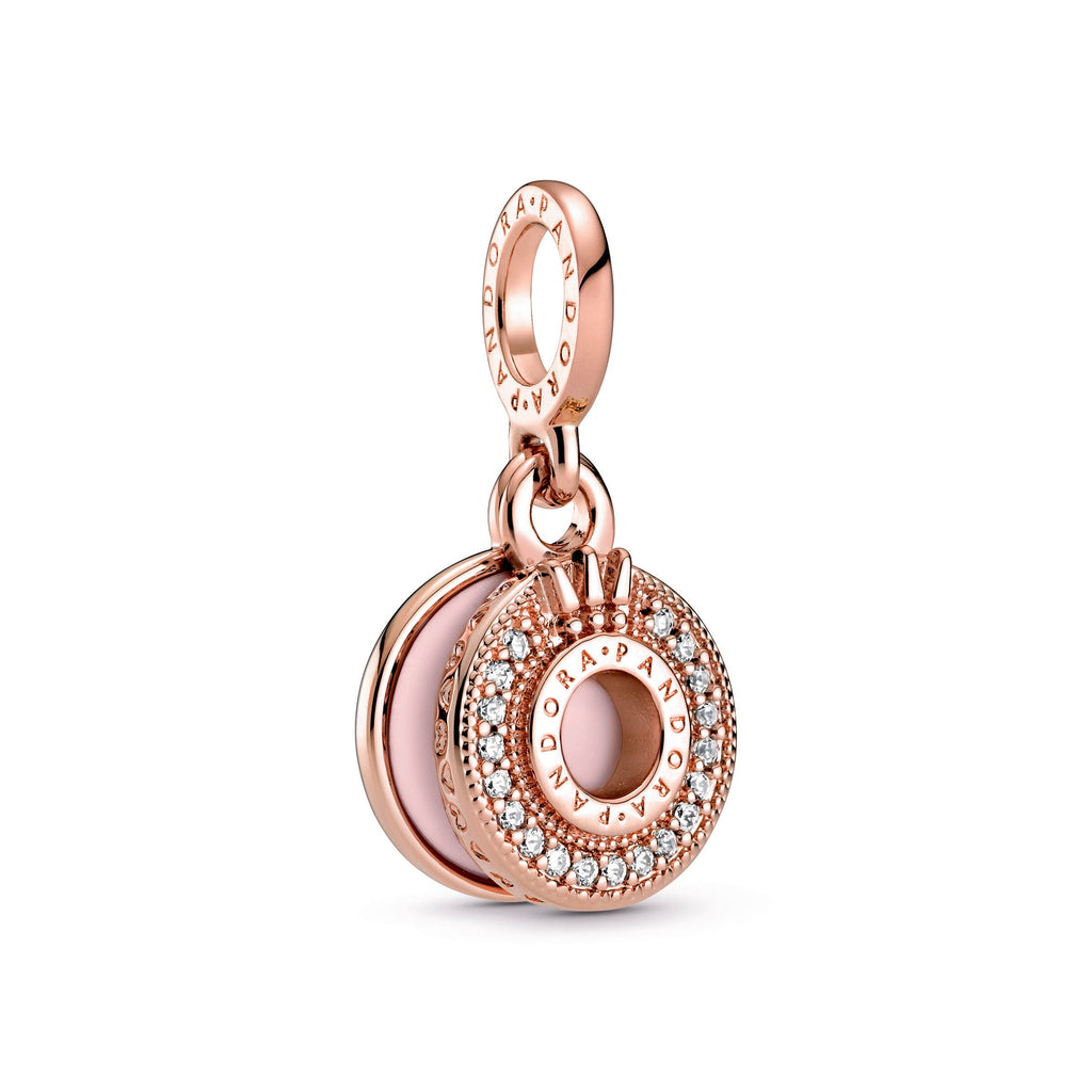 PANDORA Sparkling Pavé Crown O Dangle Charm 14K Rose Gold Plated Unique Metal Blend Charms Bracelet Charm Jewelry Gift