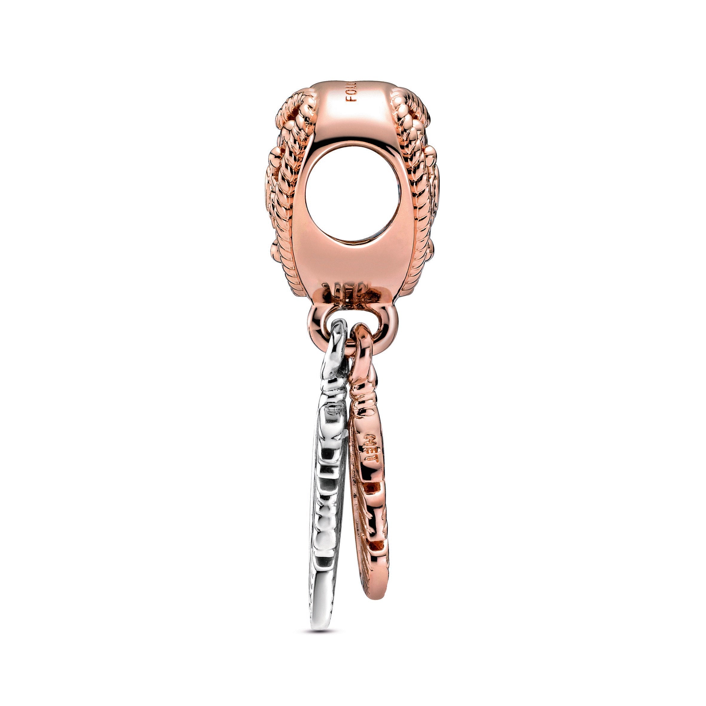PANDORA Openwork Heart And Two Feathers Dreamcatcher Charm 14K Rose Gold Plated Unique Metal Blend Charms Bracelet Charm Jewelry Gift