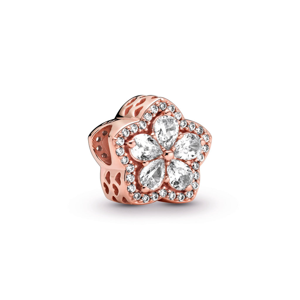 PANDORA Sparkling Snowflake Pavé Charm 14K Rose Gold Plated Unique Metal Blend Weddings Charms Bracelet Charm Jewelry Gift