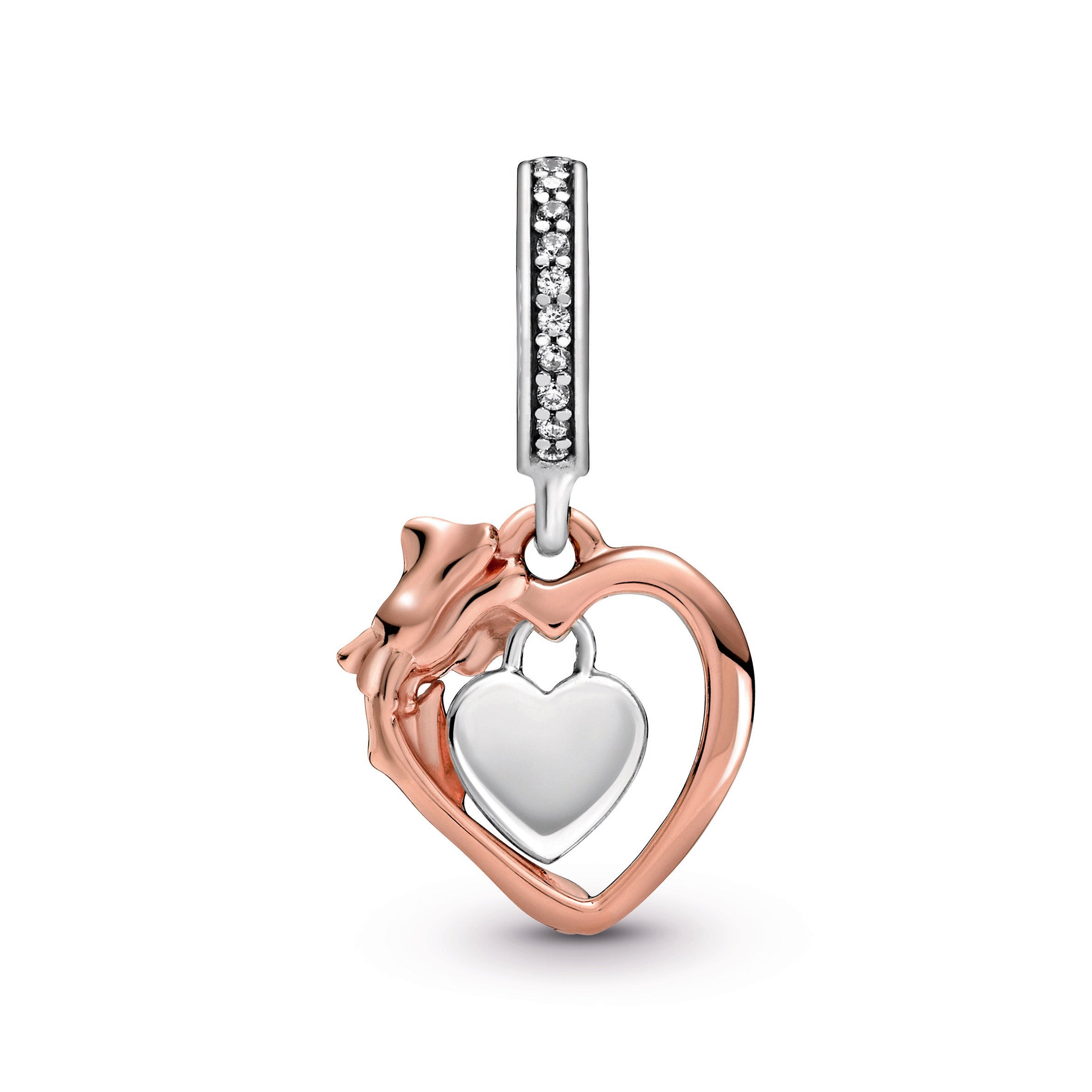 PANDORA Heart And Rose Flower Dangle Charm Charms Bracelet Charm Jewelry Gift
