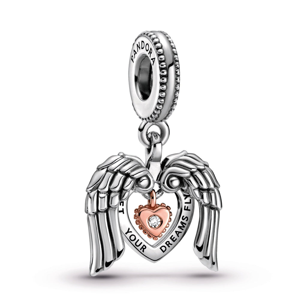 PANDORA Club 2021 Angel Wings And Heart Dangle Charm Charms Bracelet Charm Jewelry Gift