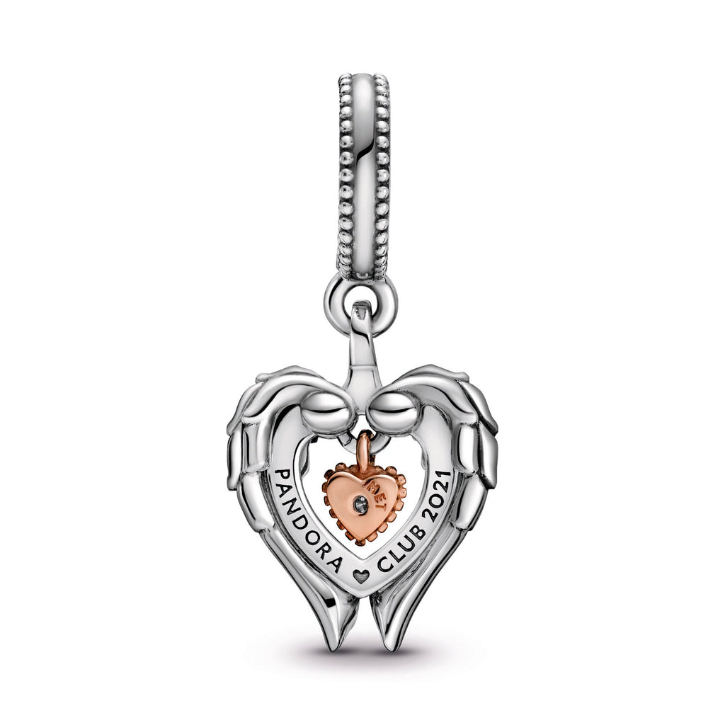 PANDORA Club 2021 Angel Wings And Heart Dangle Charm Charms Bracelet Charm Jewelry Gift