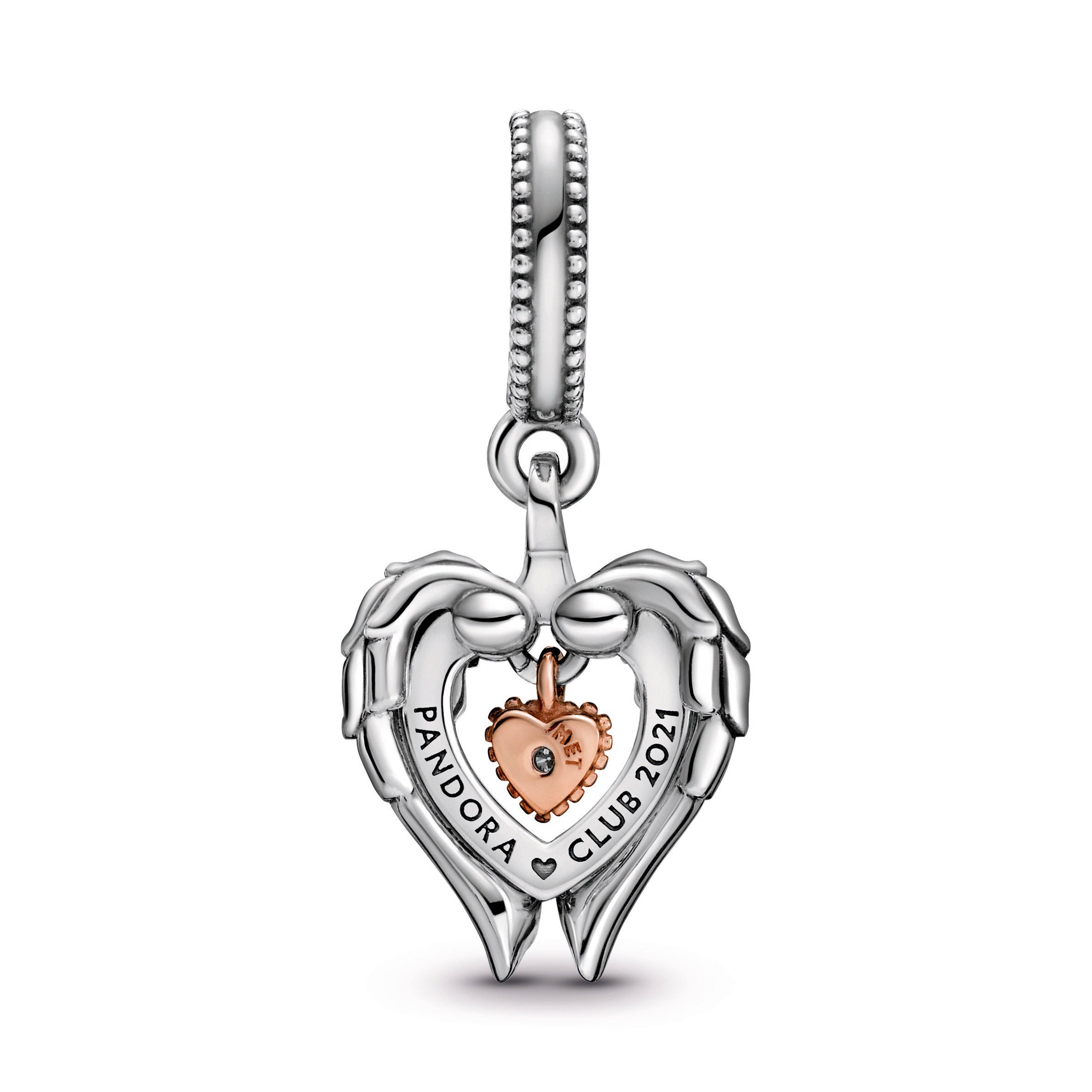 PANDORA Club 2021 Angel Wings And Heart Dangle Charm Charms Bracelet Charm Jewelry Gift