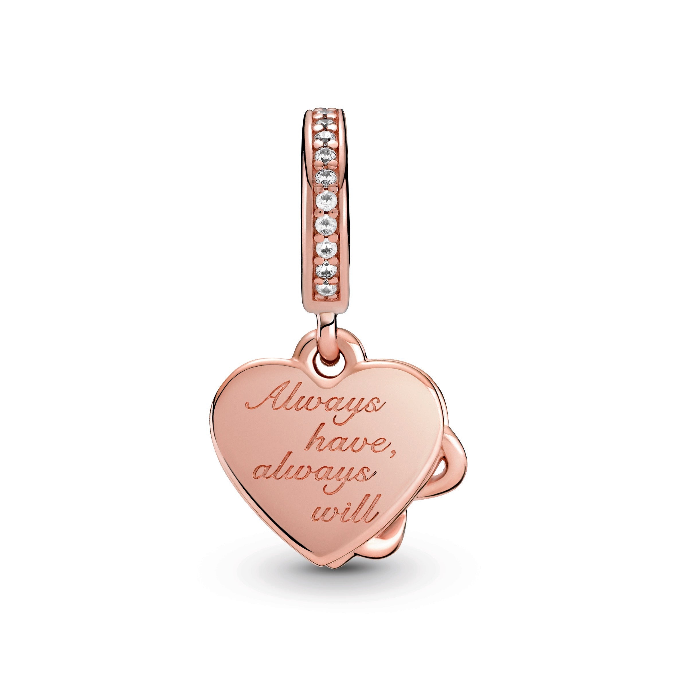 PANDORA Love You Infinity Heart Dangle Charm 14K Rose Gold Plated Unique Metal Blend Charms Bracelet Charm Jewelry Gift