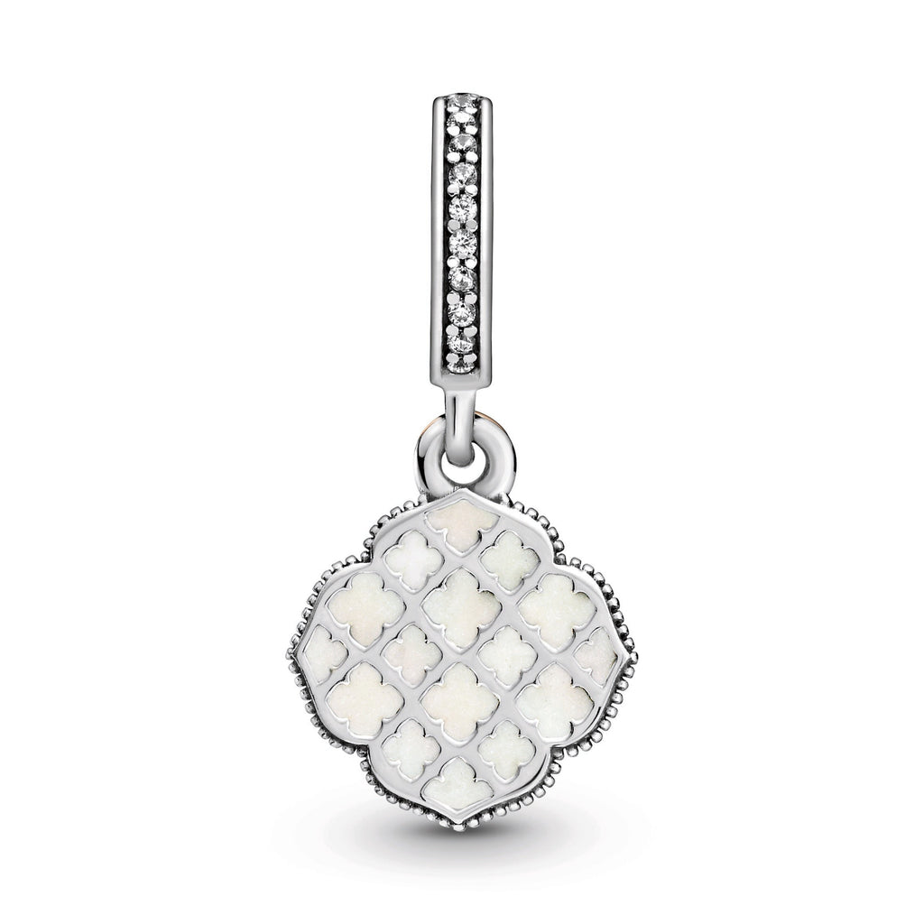 PANDORA Two-tone Rose Dangle Charm 14K Rose Gold Plated Unique Metal Blend Love Charms Bracelet Charm Jewelry Gift