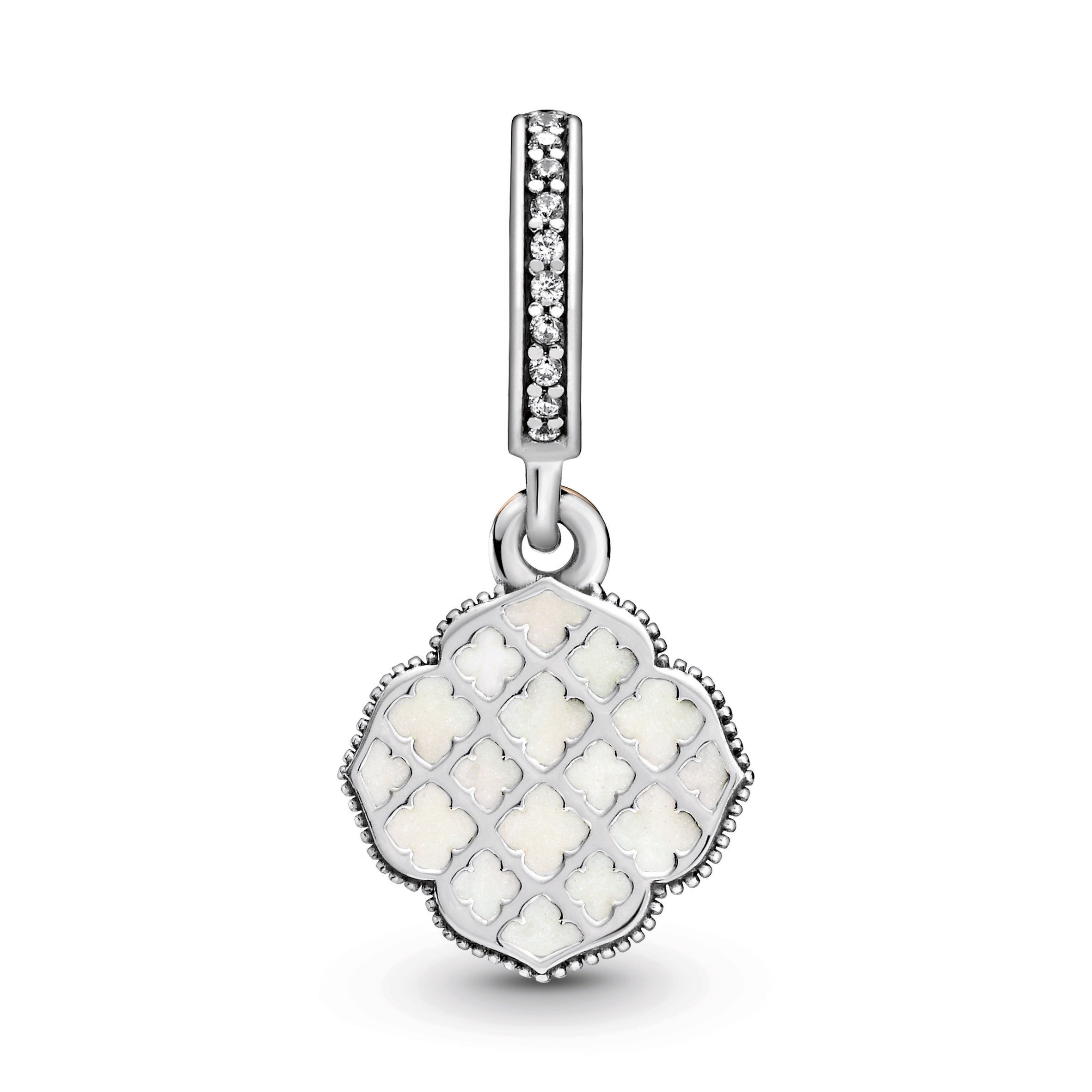 PANDORA Two-tone Rose Dangle Charm 14K Rose Gold Plated Unique Metal Blend Love Charms Bracelet Charm Jewelry Gift