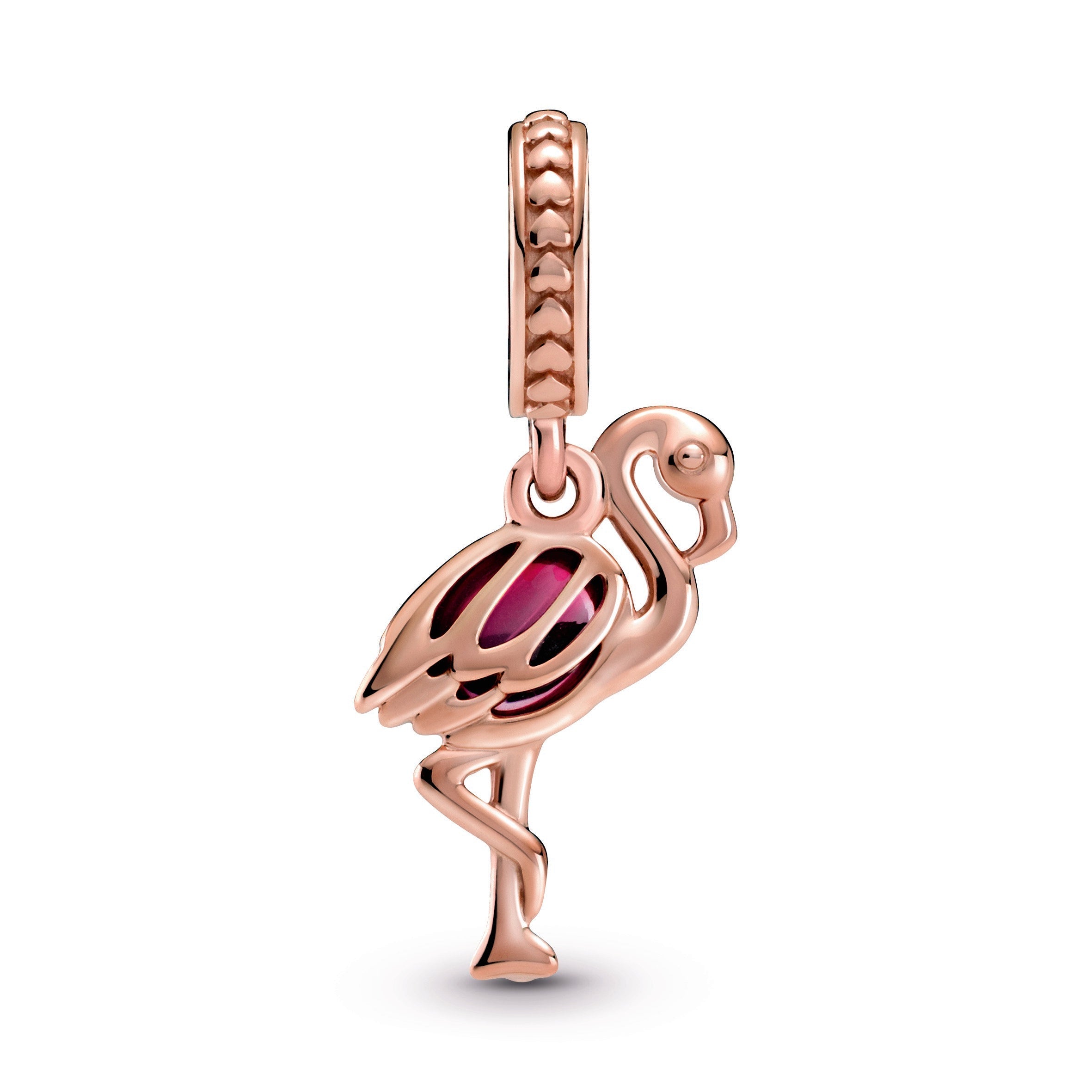 PANDORA Pink Murano Glass Flamingo Dangle Charm 14K Rose Gold Plated Unique Metal Blend Animals Charms Bracelet Charm Jewelry Gift