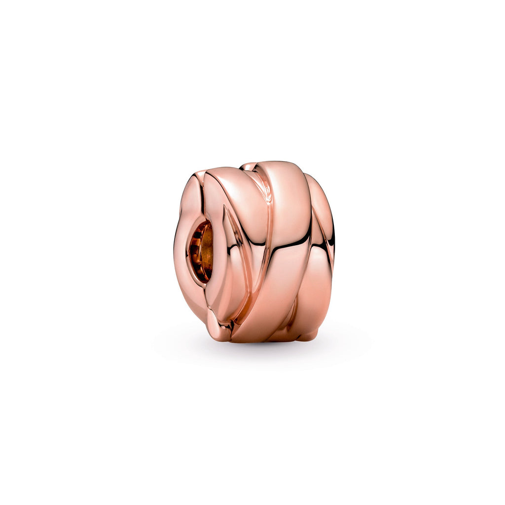 PANDORA Polished Ribbons Clip Charm 14K Rose Gold Plated Unique Metal Blend Charms Bracelet Charm Jewelry Gift
