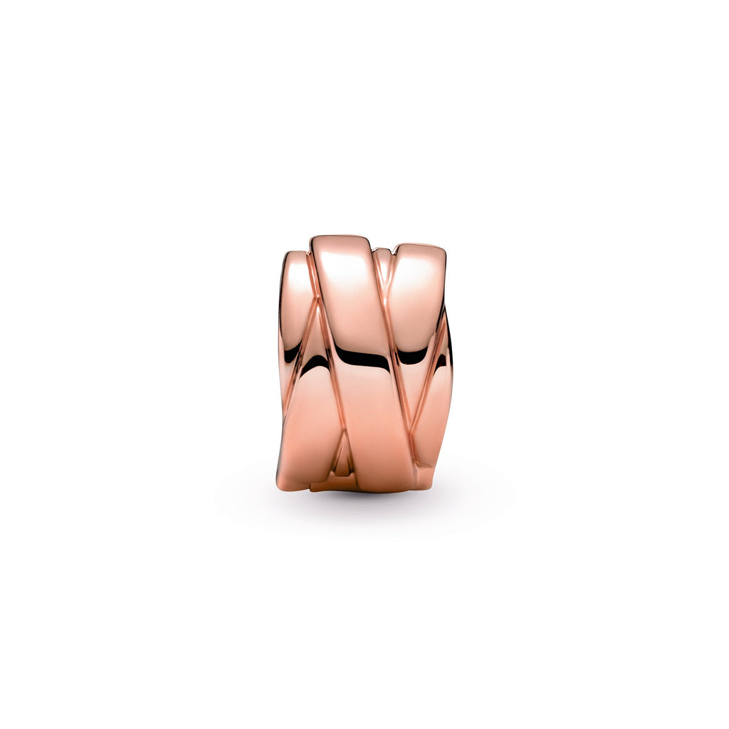 PANDORA Polished Ribbons Clip Charm 14K Rose Gold Plated Unique Metal Blend Charms Bracelet Charm Jewelry Gift