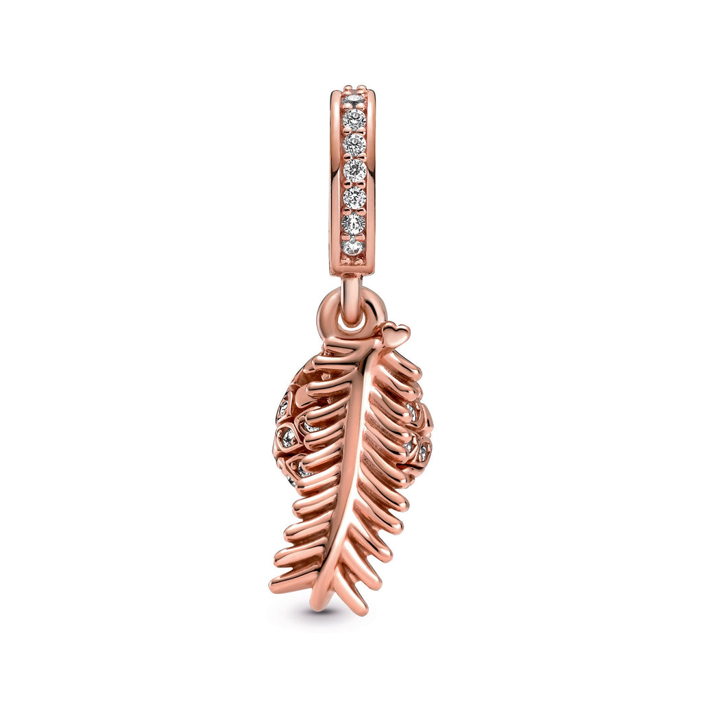 PANDORA Sparkling Pine Cone Dangle Charm 14K Rose Gold Plated Unique Metal Blend Charms Bracelet Charm Jewelry Gift