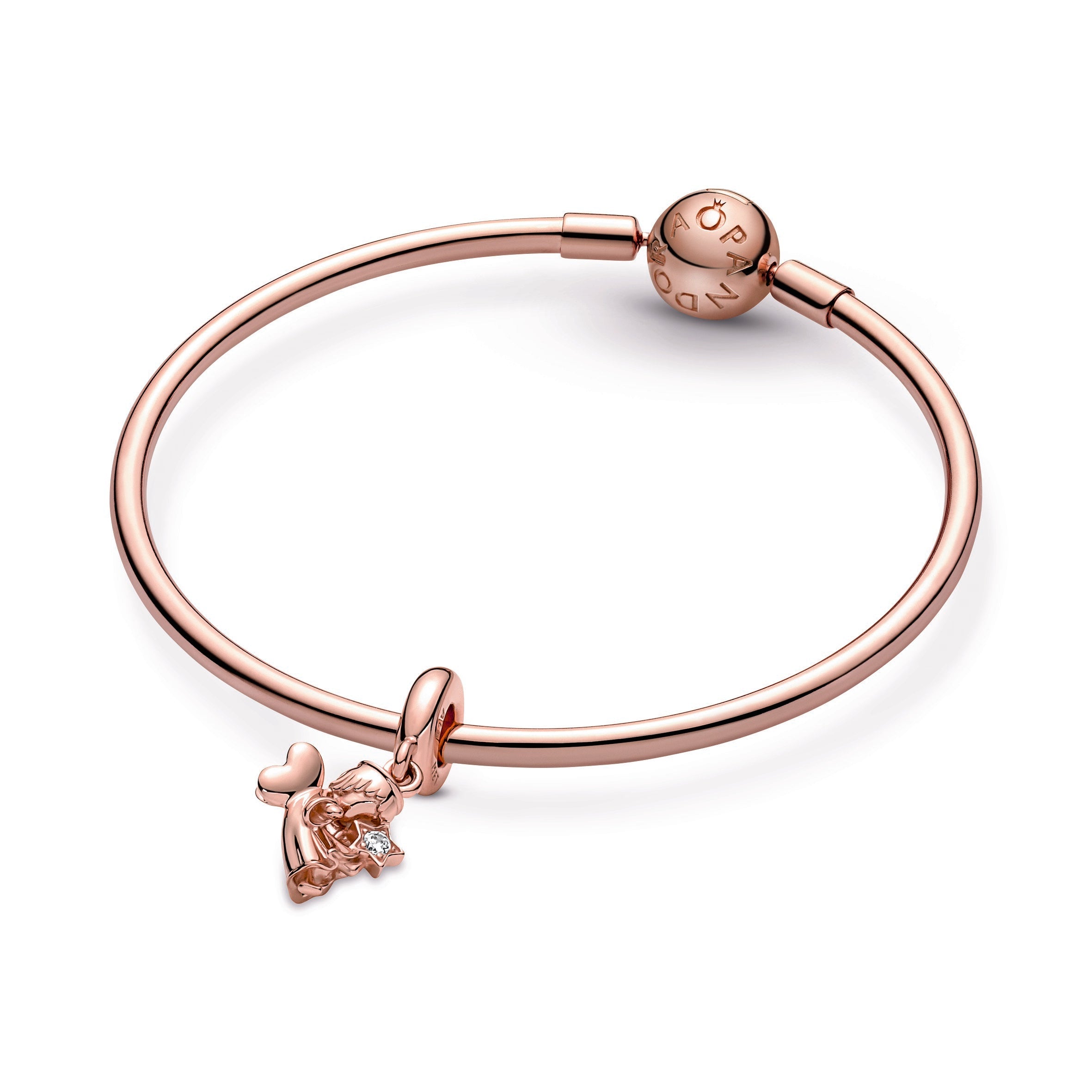 PANDORA Heart Winged Angel Dangle Charm 14K Rose Gold Plated Unique Metal Blend Occasions Charms Bracelet Charm Jewelry Gift