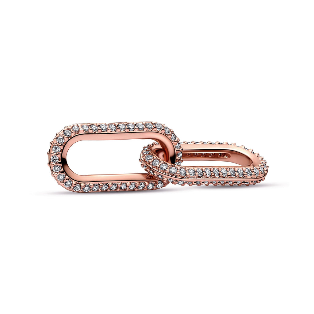PANDORA ME Pavé Double Styling Link 14K Rose Gold Plated Unique Metal Blend Bracelets Chain Bracelet Jewelry Gift