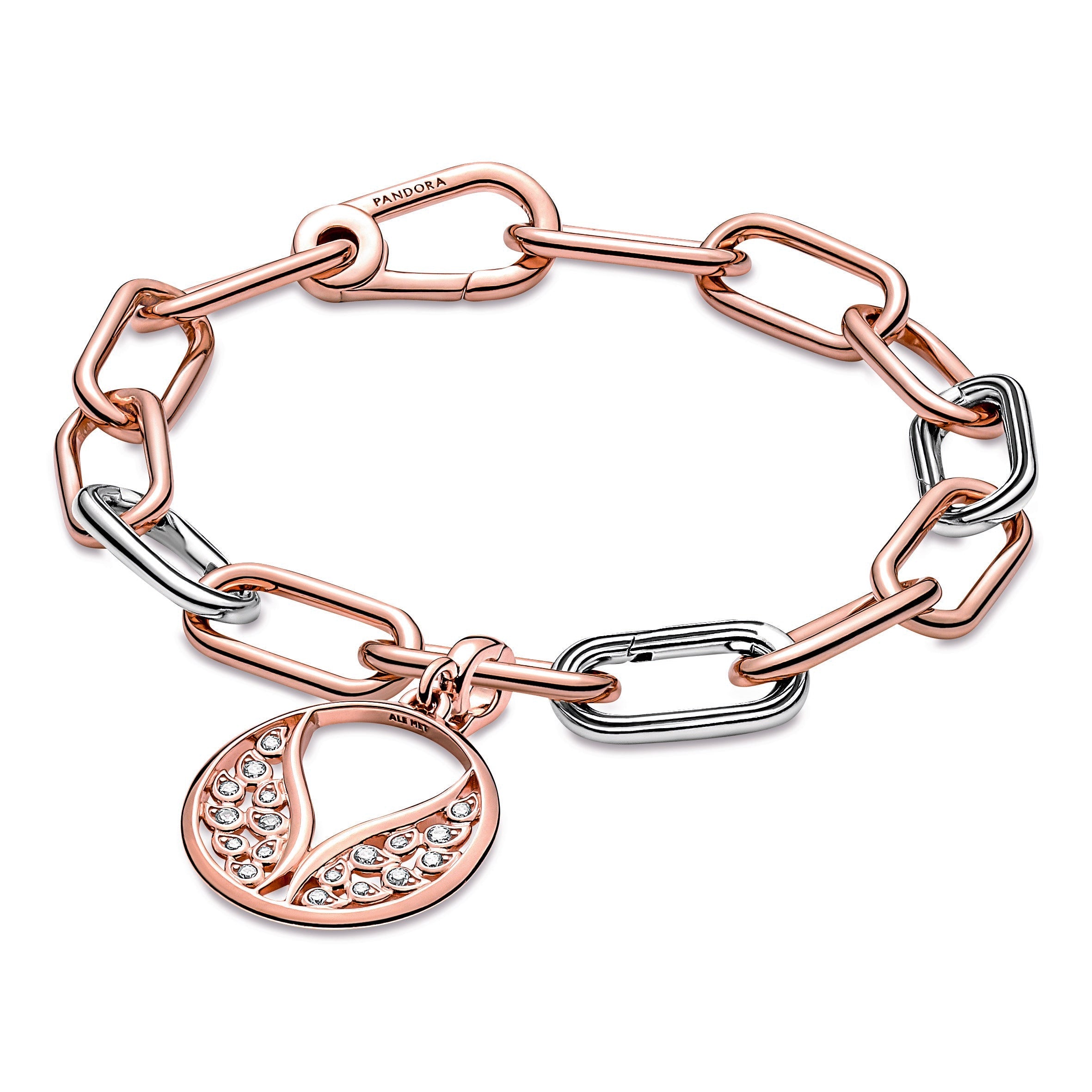 PANDORA ME Burning Wings Medallion 14K Rose Gold Plated Unique Metal Blend Charms Bracelet Charm Jewelry Gift