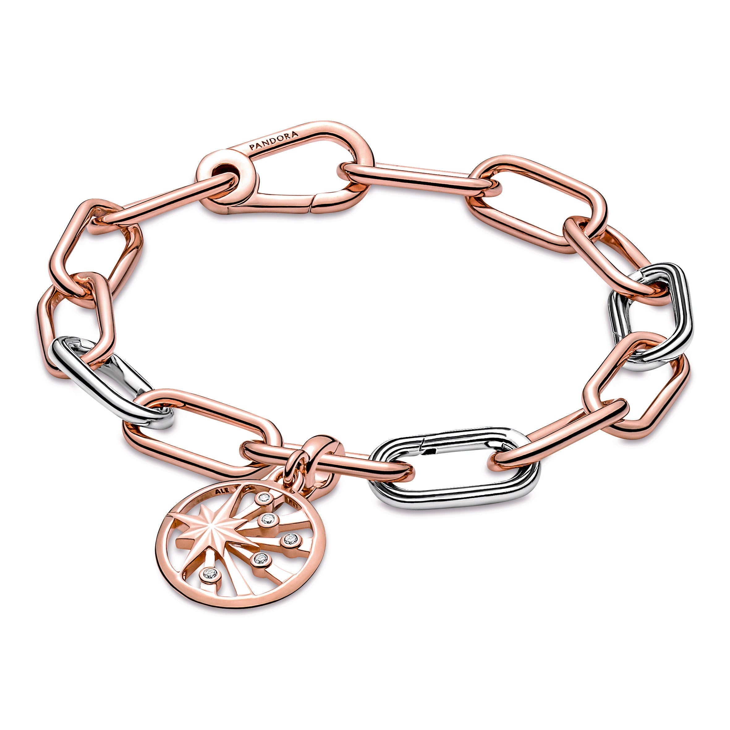 PANDORA ME Rays Of Life Medallion 14K Rose Gold Plated Unique Metal Blend Charms Bracelet Charm Jewelry Gift