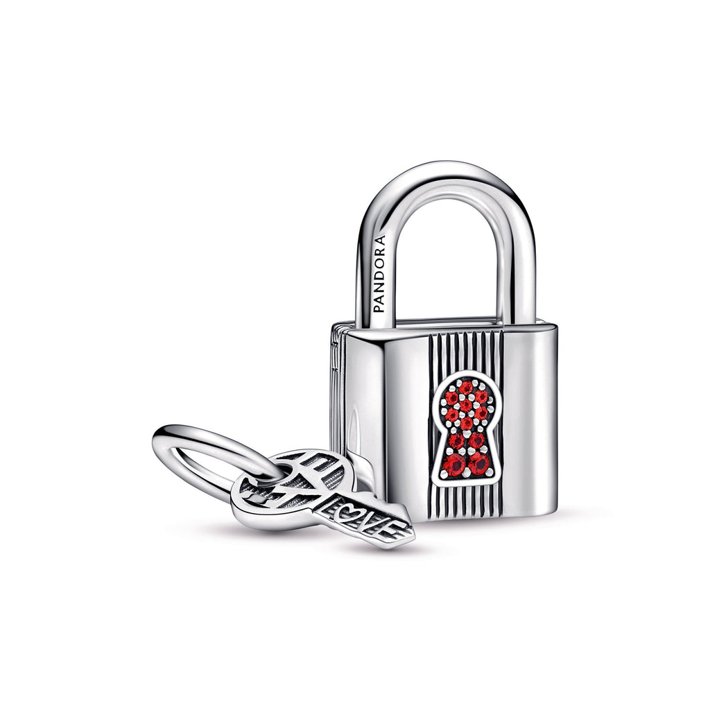 PANDORA Padlock And Key Dangle Charm Crystals Charms Bracelet Charm Jewelry Gift