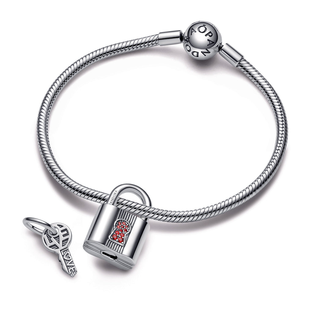 PANDORA Padlock And Key Dangle Charm Crystals Charms Bracelet Charm Jewelry Gift