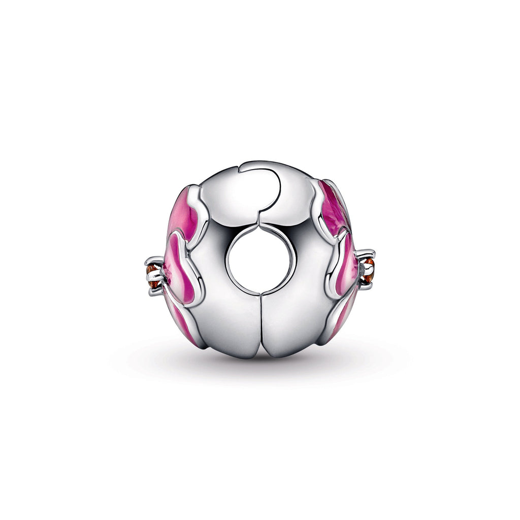 PANDORA Pink Pansy Flower Clip Charm Crystals Charms Bracelet Charm Jewelry Gift