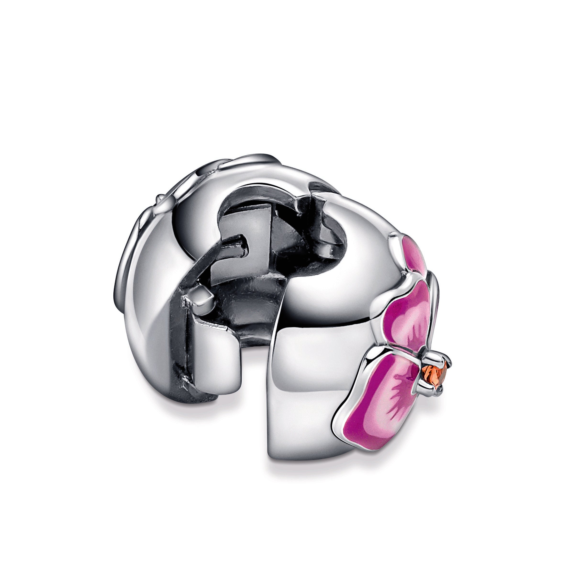 PANDORA Pink Pansy Flower Clip Charm Crystals Charms Bracelet Charm Jewelry Gift