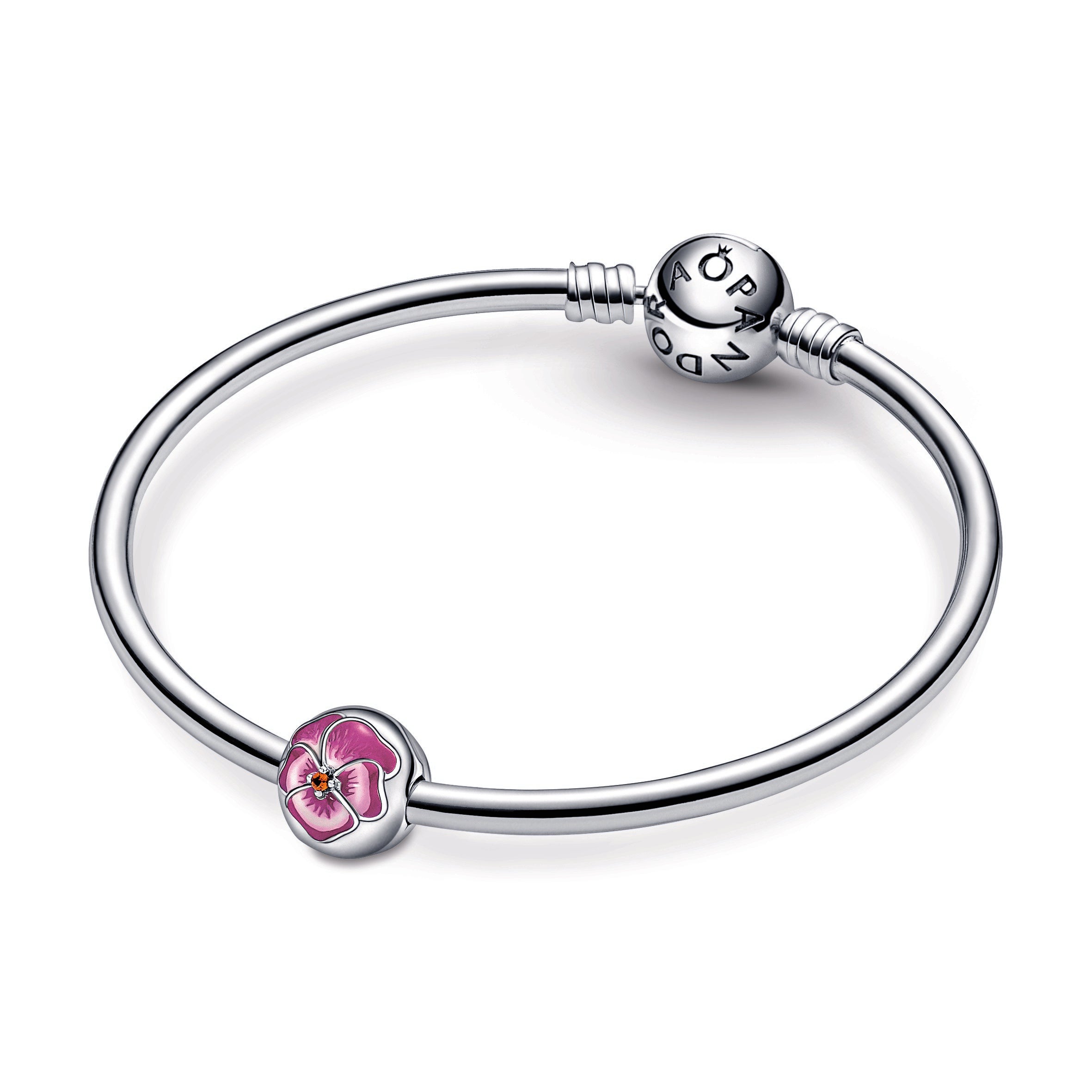 PANDORA Pink Pansy Flower Clip Charm Crystals Charms Bracelet Charm Jewelry Gift