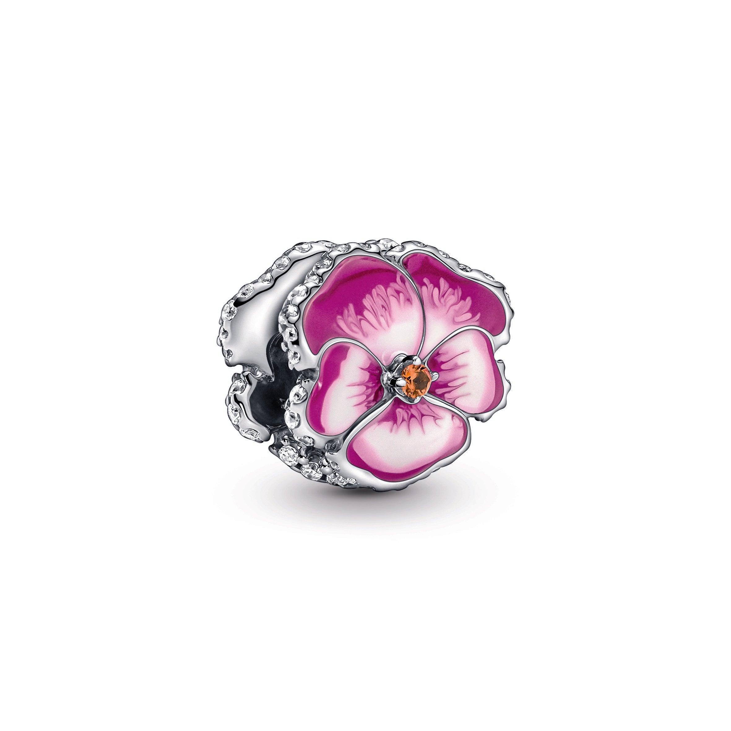 PANDORA Pink Pansy Flower Charm Cubic Zirconia Charms Bracelet Charm Jewelry Gift