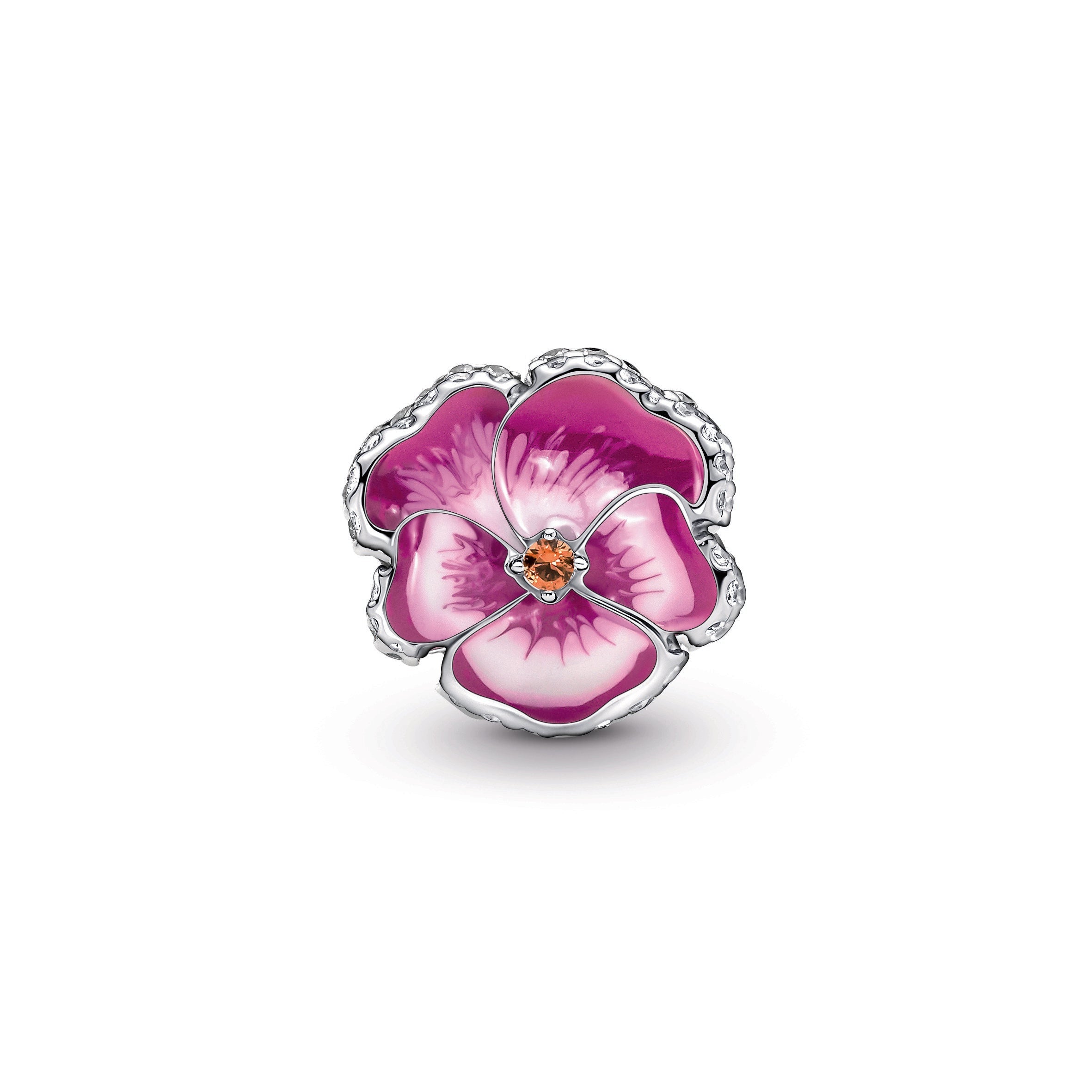 PANDORA Pink Pansy Flower Charm Cubic Zirconia Charms Bracelet Charm Jewelry Gift