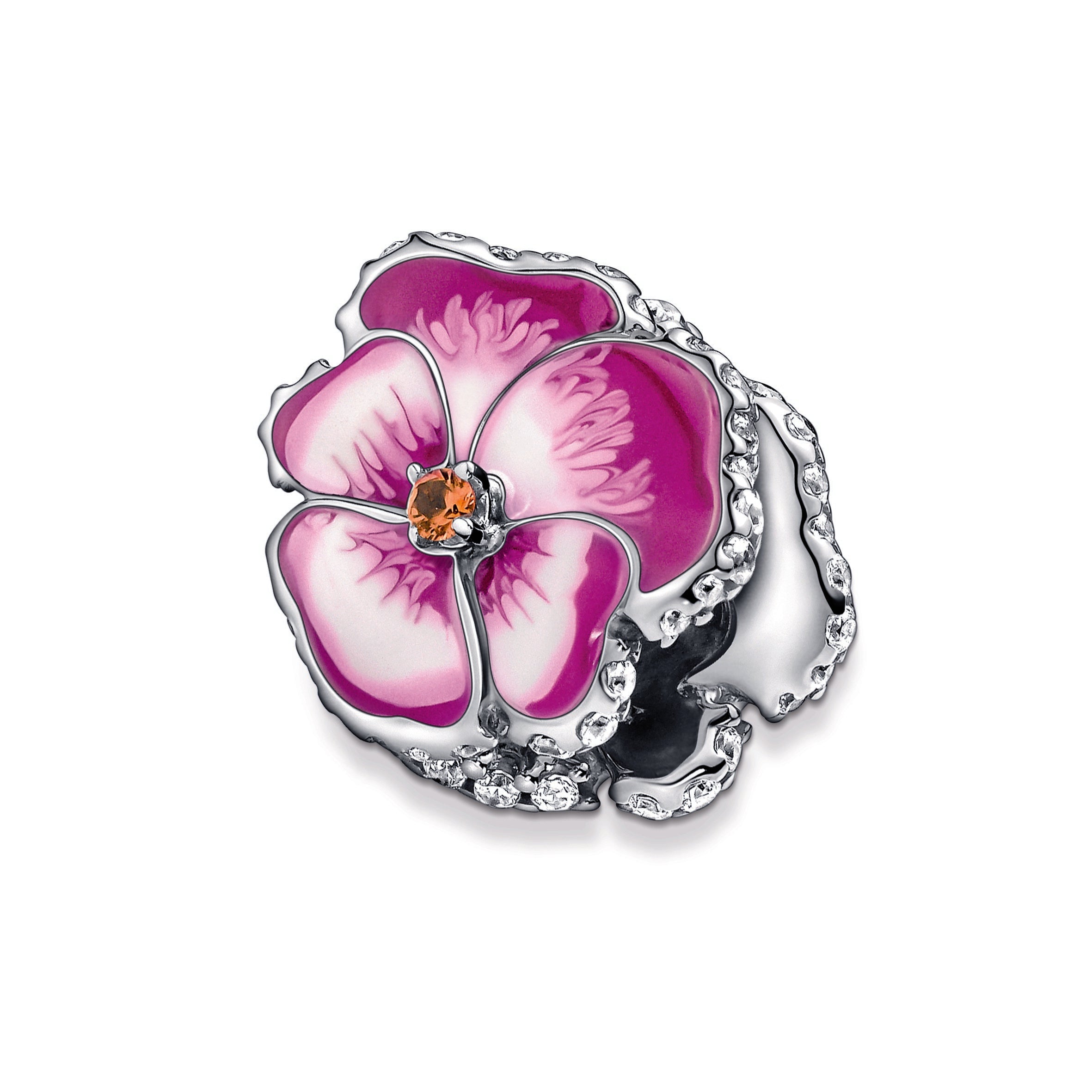 PANDORA Pink Pansy Flower Charm Cubic Zirconia Charms Bracelet Charm Jewelry Gift