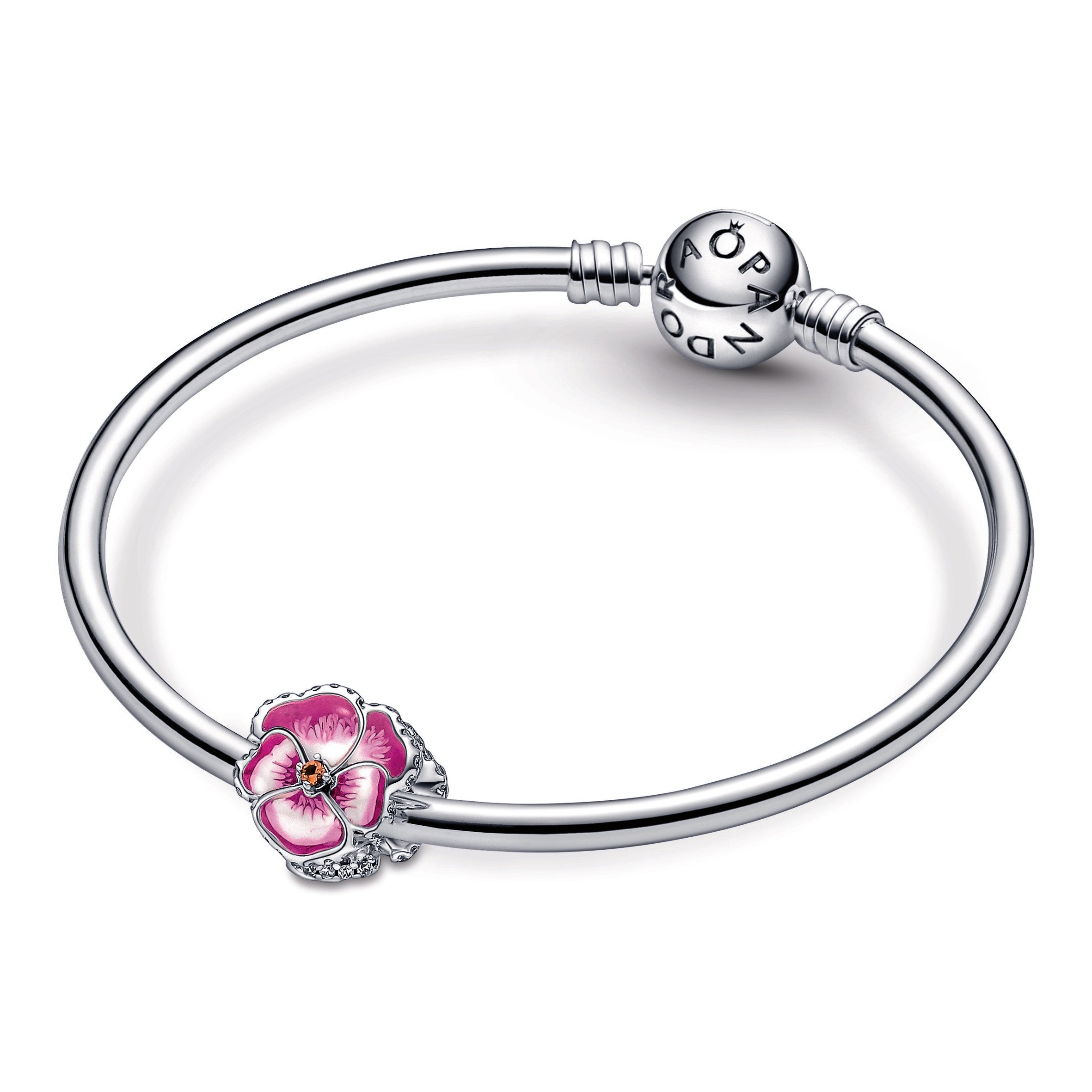 PANDORA Pink Pansy Flower Charm Cubic Zirconia Charms Bracelet Charm Jewelry Gift