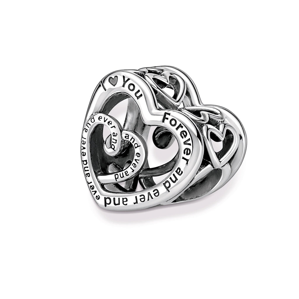 PANDORA Entwined Infinite Hearts Charm Sterling Silver Charms Bracelet Charm Jewelry Gift