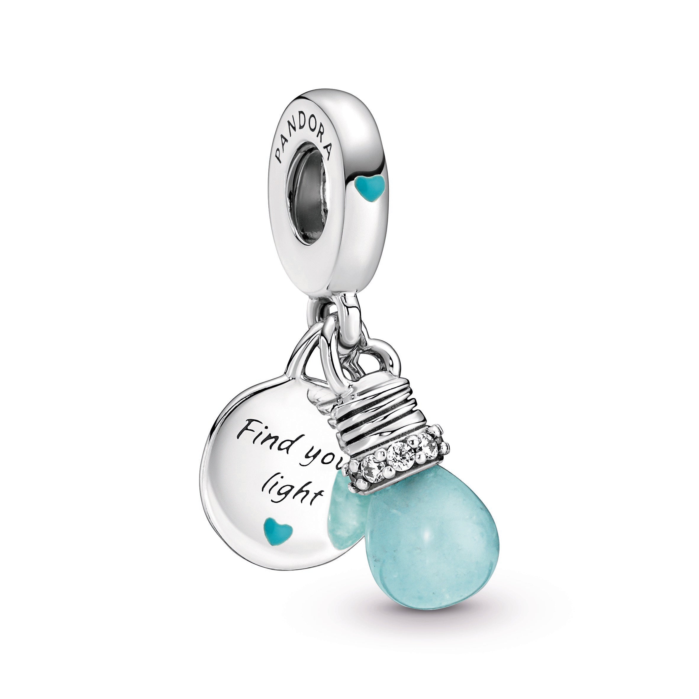 PANDORA Glow-in-the-dark Lightbulb Double Dangle Charm Cubic Zirconia Charms Bracelet Charm Jewelry Gift
