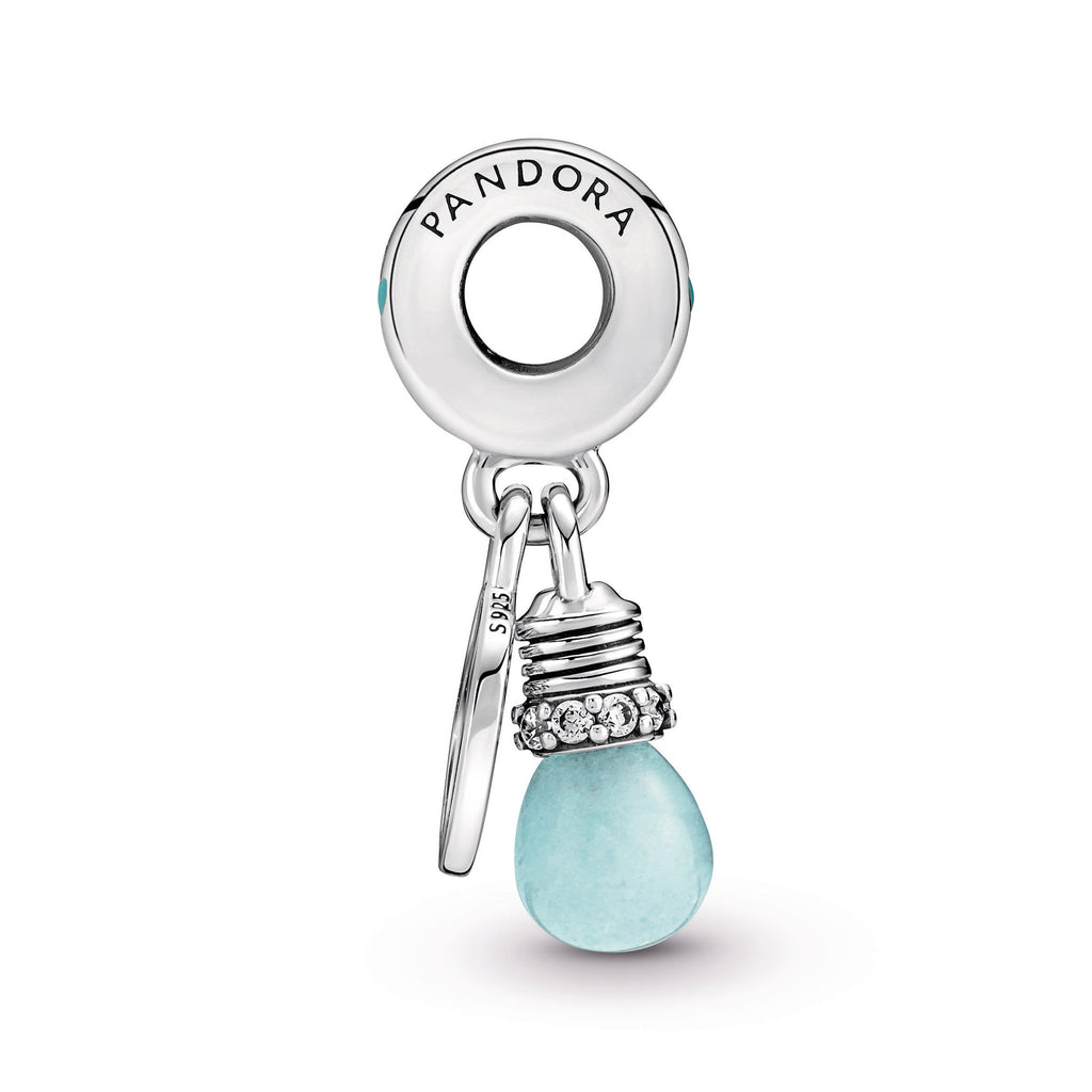 PANDORA Glow-in-the-dark Lightbulb Double Dangle Charm Cubic Zirconia Charms Bracelet Charm Jewelry Gift