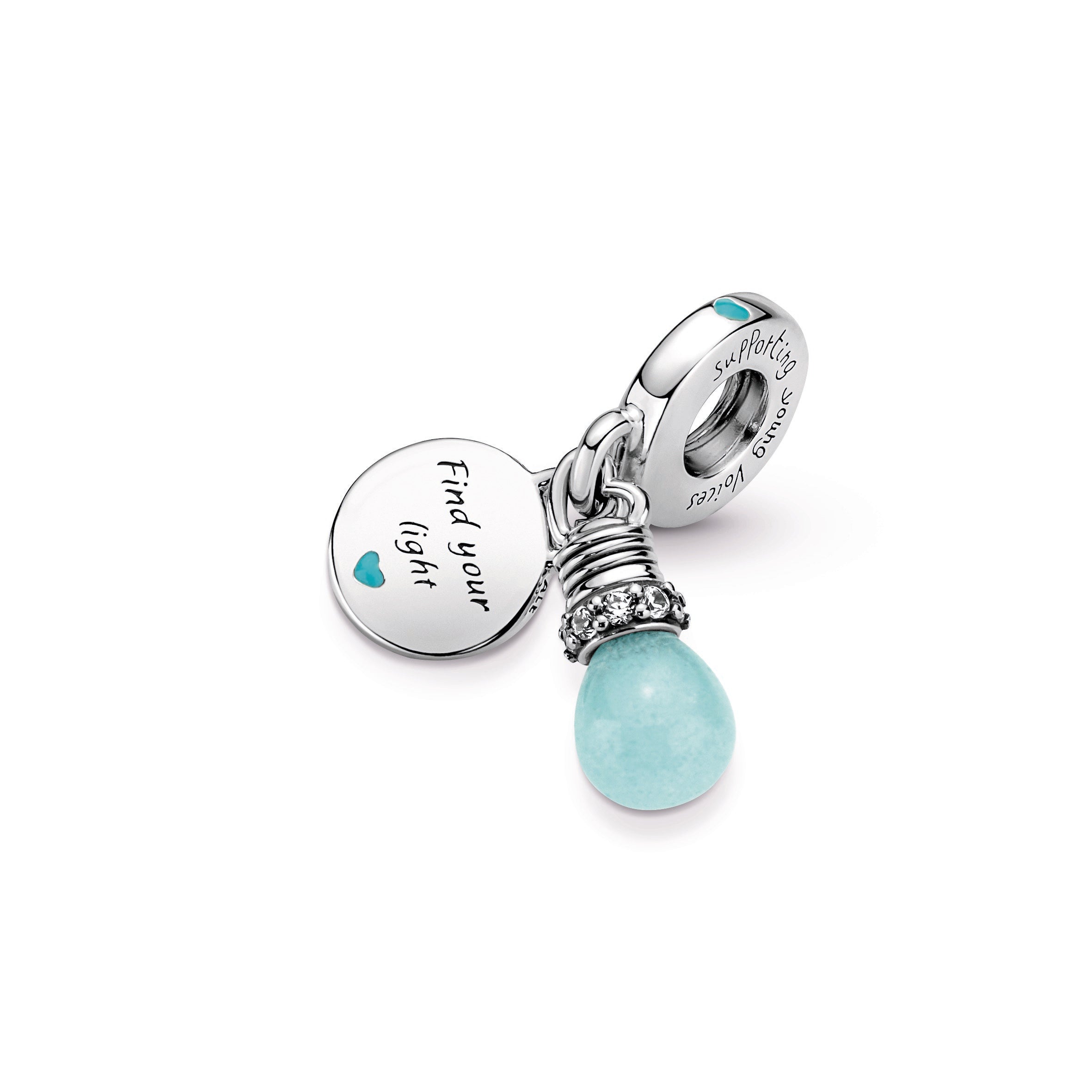 PANDORA Glow-in-the-dark Lightbulb Double Dangle Charm Cubic Zirconia Charms Bracelet Charm Jewelry Gift