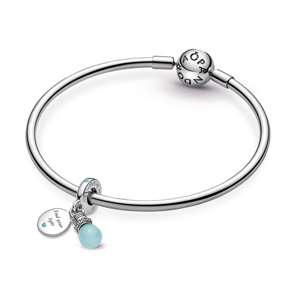 PANDORA Glow-in-the-dark Lightbulb Double Dangle Charm Cubic Zirconia Charms Bracelet Charm Jewelry Gift