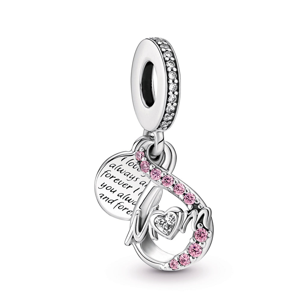 PANDORA Mum Infinity Pavé Double Dangle Charm Cubic Zirconia Charms Bracelet Charm Jewelry Gift