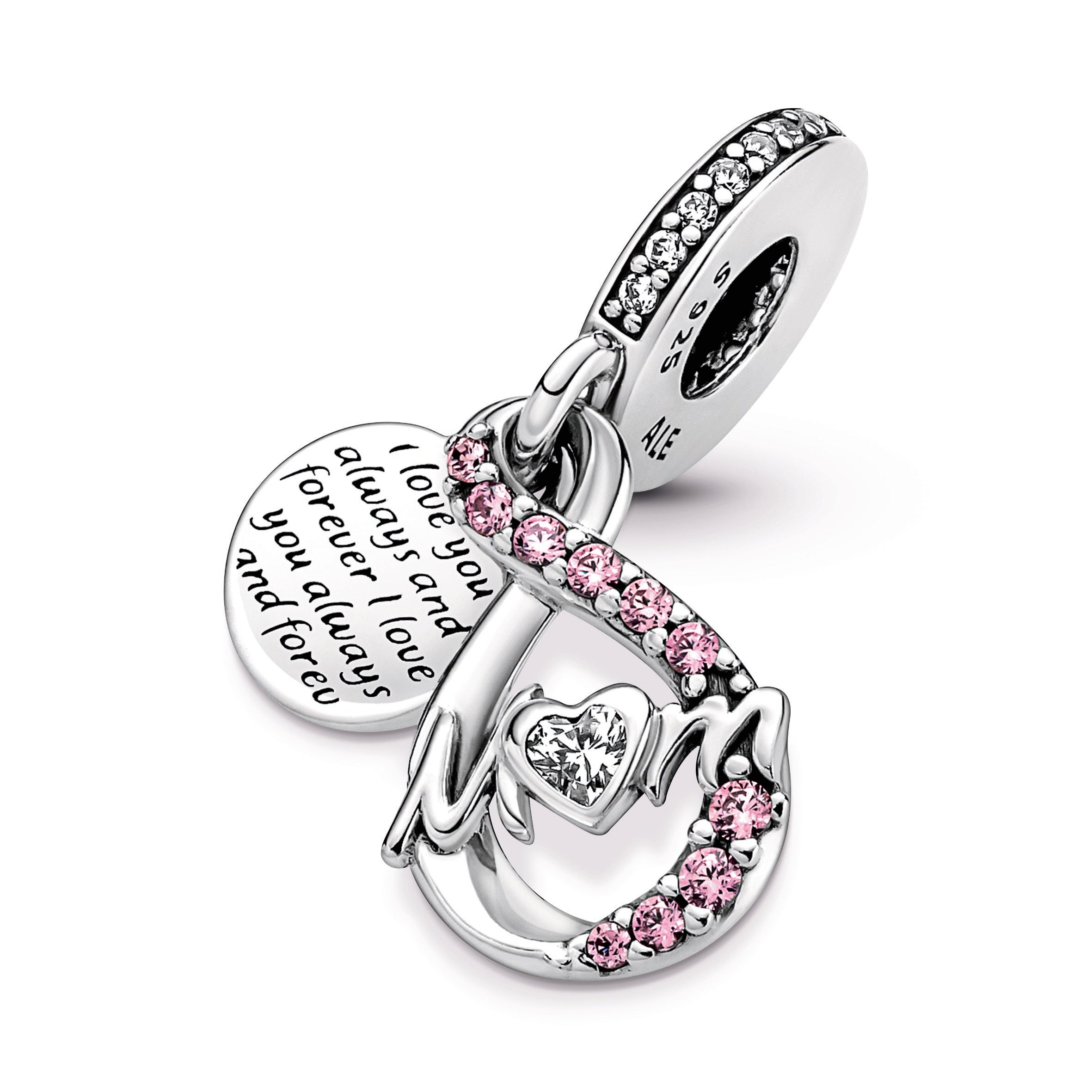 PANDORA Mum Infinity Pavé Double Dangle Charm Cubic Zirconia Charms Bracelet Charm Jewelry Gift
