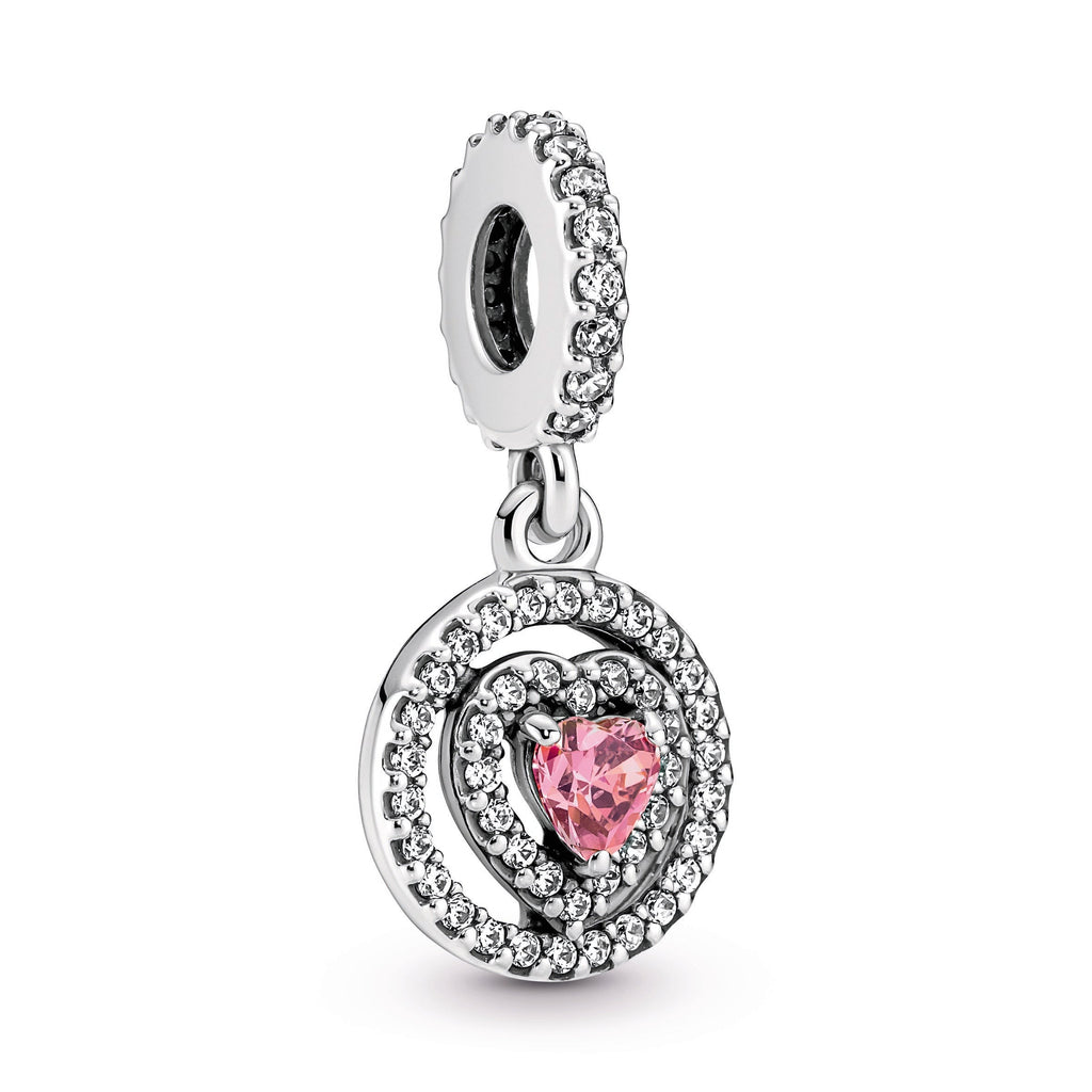 PANDORA Sparkling Double Halo Heart Dangle Charm Cubic Zirconia Charms Bracelet Charm Jewelry Gift