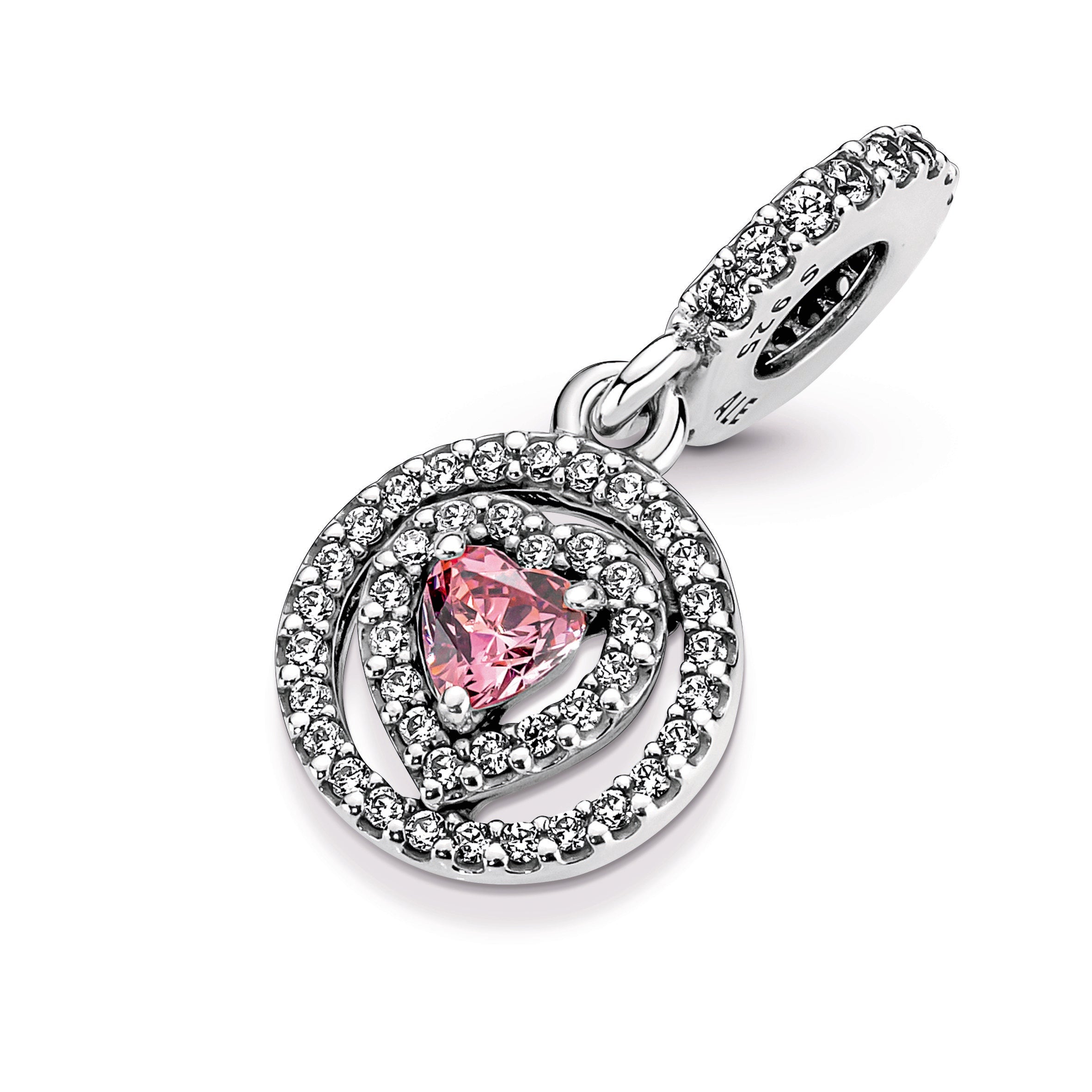 PANDORA Sparkling Double Halo Heart Dangle Charm Cubic Zirconia Charms Bracelet Charm Jewelry Gift