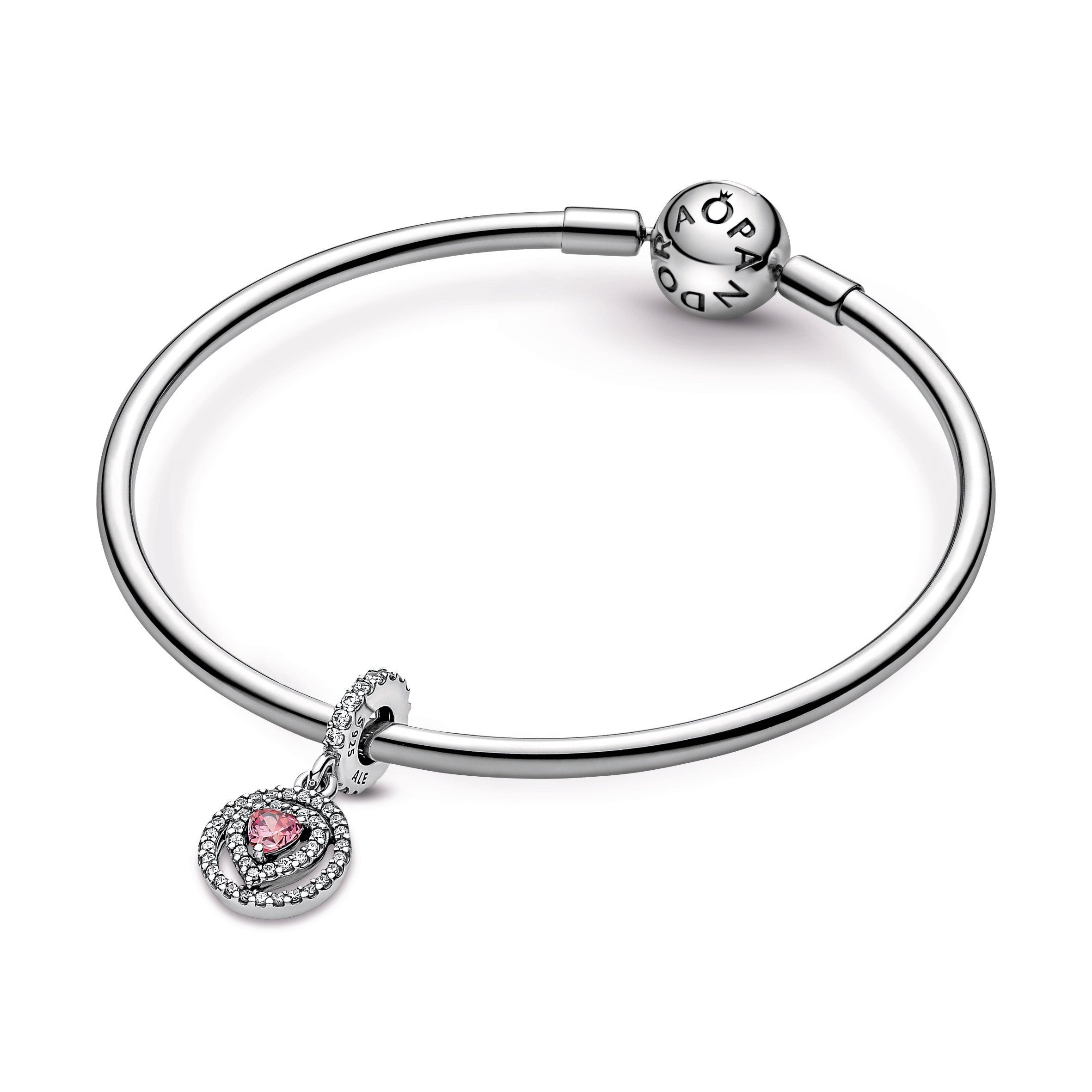 PANDORA Sparkling Double Halo Heart Dangle Charm Cubic Zirconia Charms Bracelet Charm Jewelry Gift
