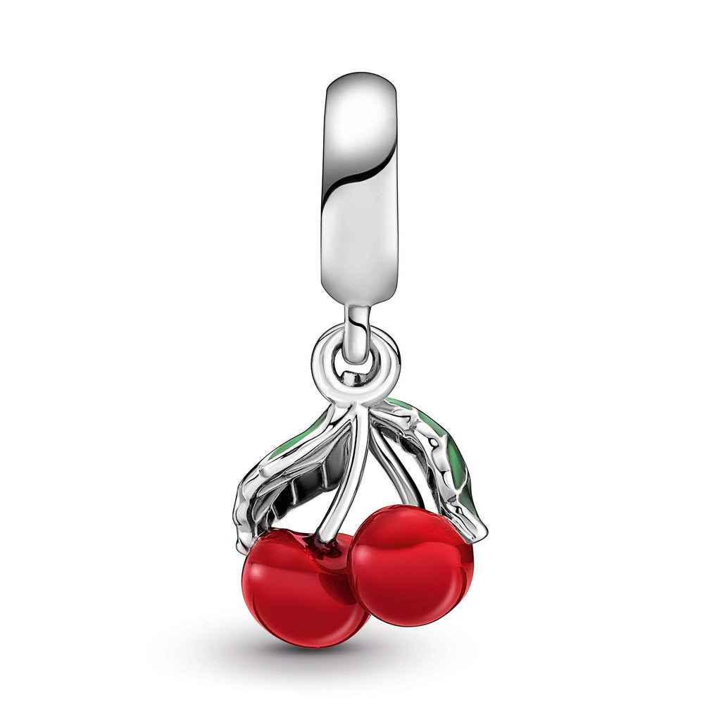 PANDORA Asymmetrical Cherry Fruit Dangle Charm Enamel Charms Bracelet Charm Jewelry Gift
