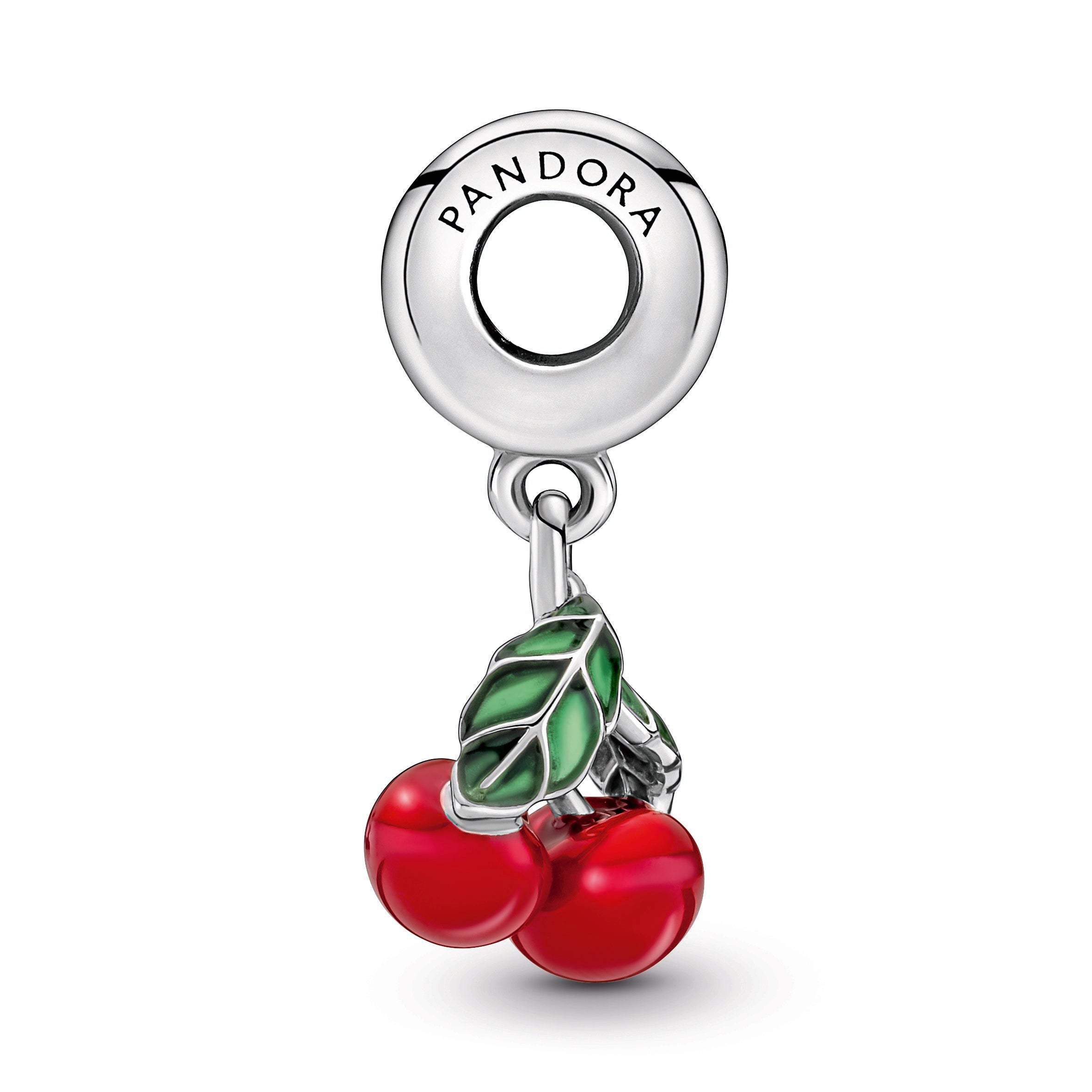 PANDORA Asymmetrical Cherry Fruit Dangle Charm Enamel Charms Bracelet Charm Jewelry Gift