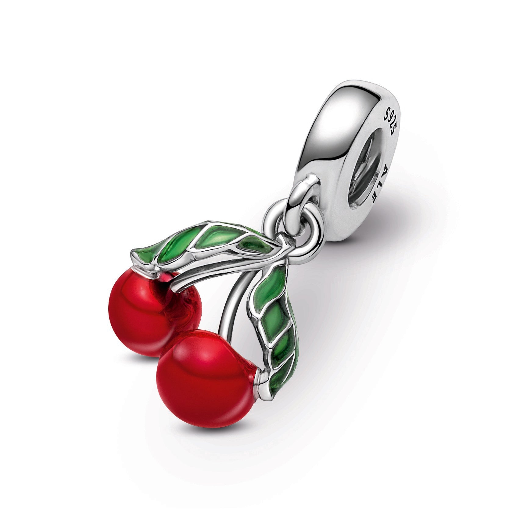 PANDORA Asymmetrical Cherry Fruit Dangle Charm Enamel Charms Bracelet Charm Jewelry Gift